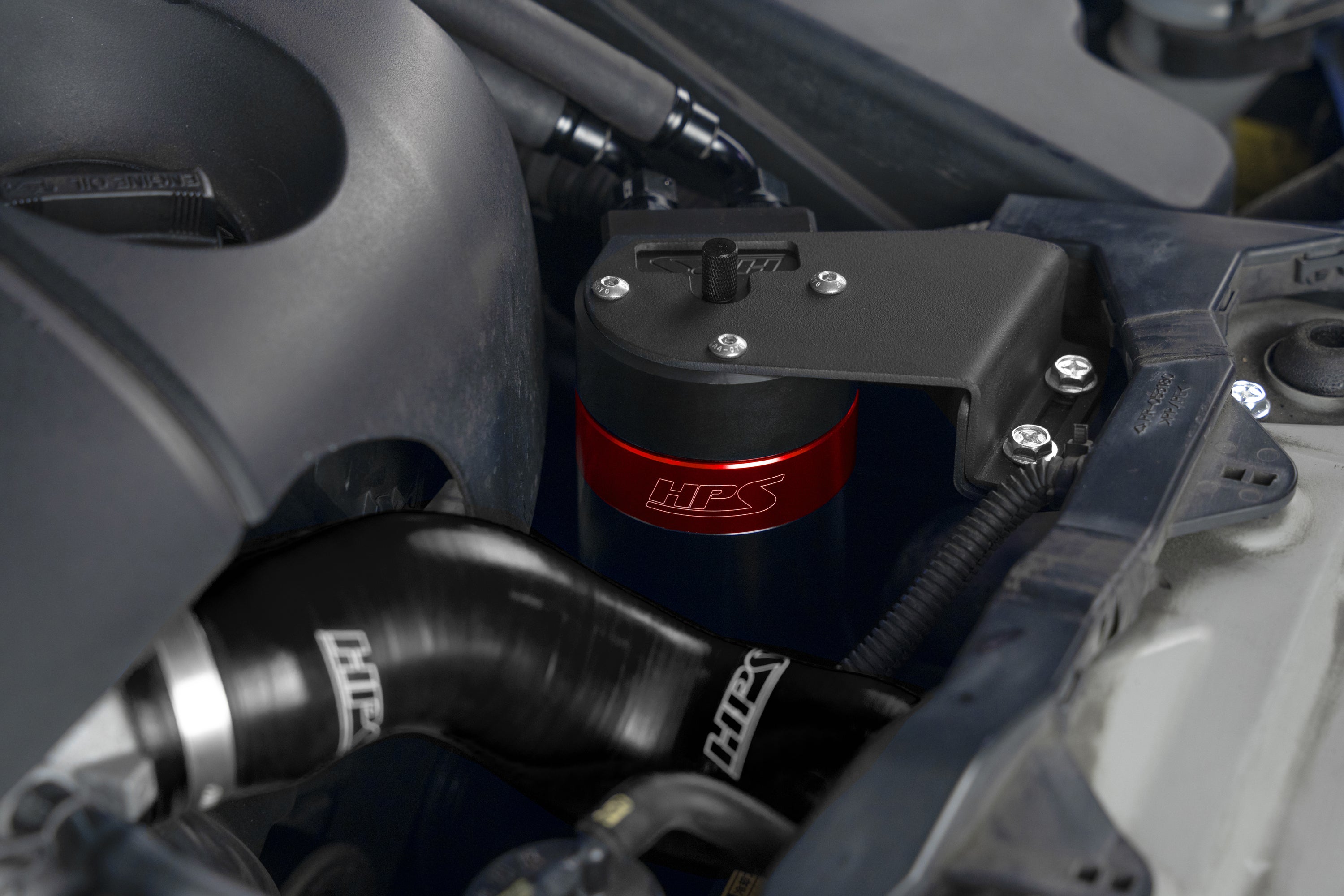 HPS Performance Red Billet Aluminum Oil Catch Can Kit Installed 2006-2013 Lexus IS250 2.5L IS350 3.5L V6 860-025