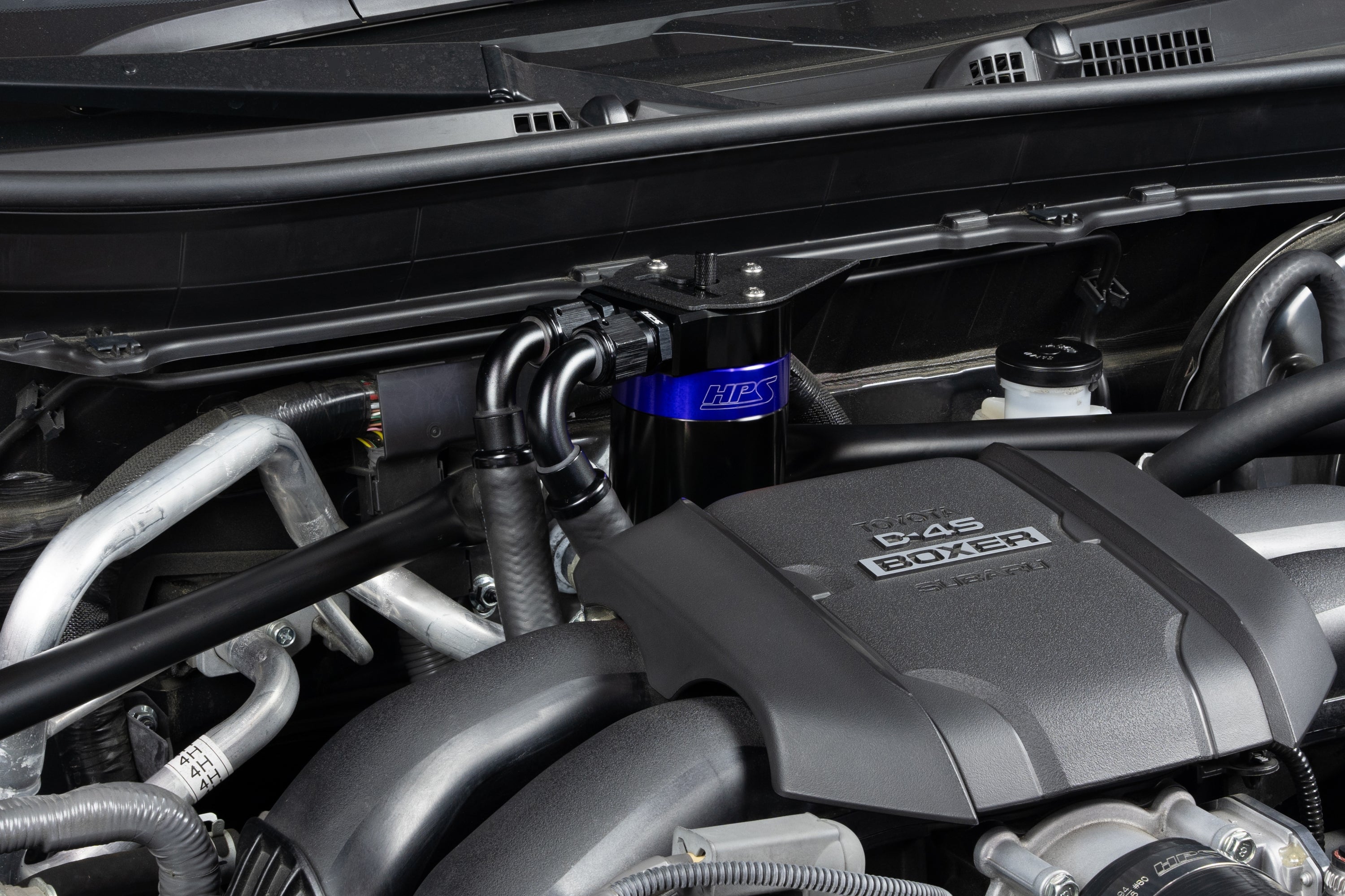 HPS Performance Blue Aluminum Oil Catch Can Kit Installed 2022-2025 Toyota GR86 ZN8 Subaru BRZ ZD8 2.4L FA24D 860-026