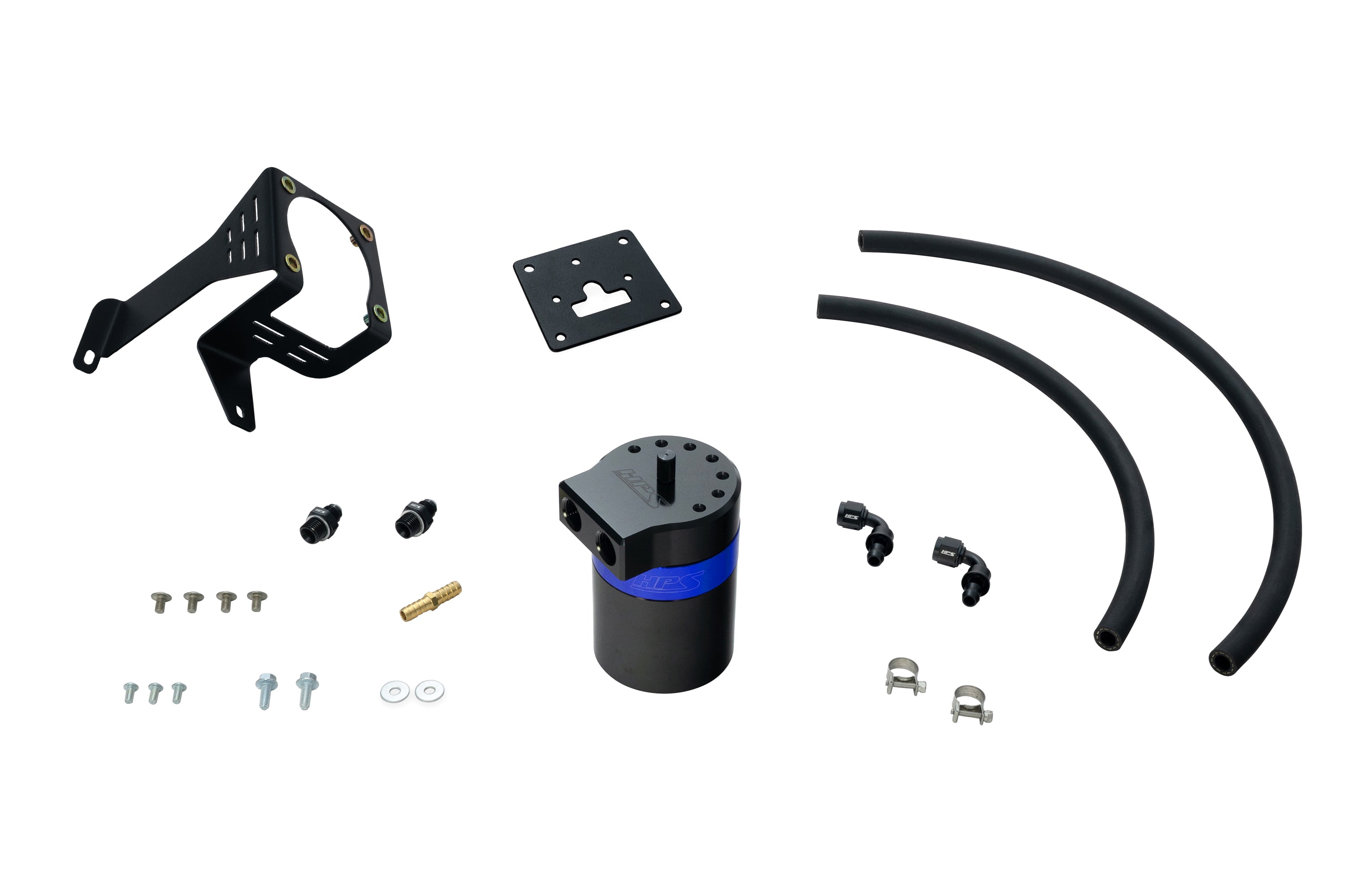 HPS Performance Blue Aluminum Oil Catch Can Kit AOS 2012-2015 9th Gen Honda Civic Si 2.4L K24Z7 860-027BL