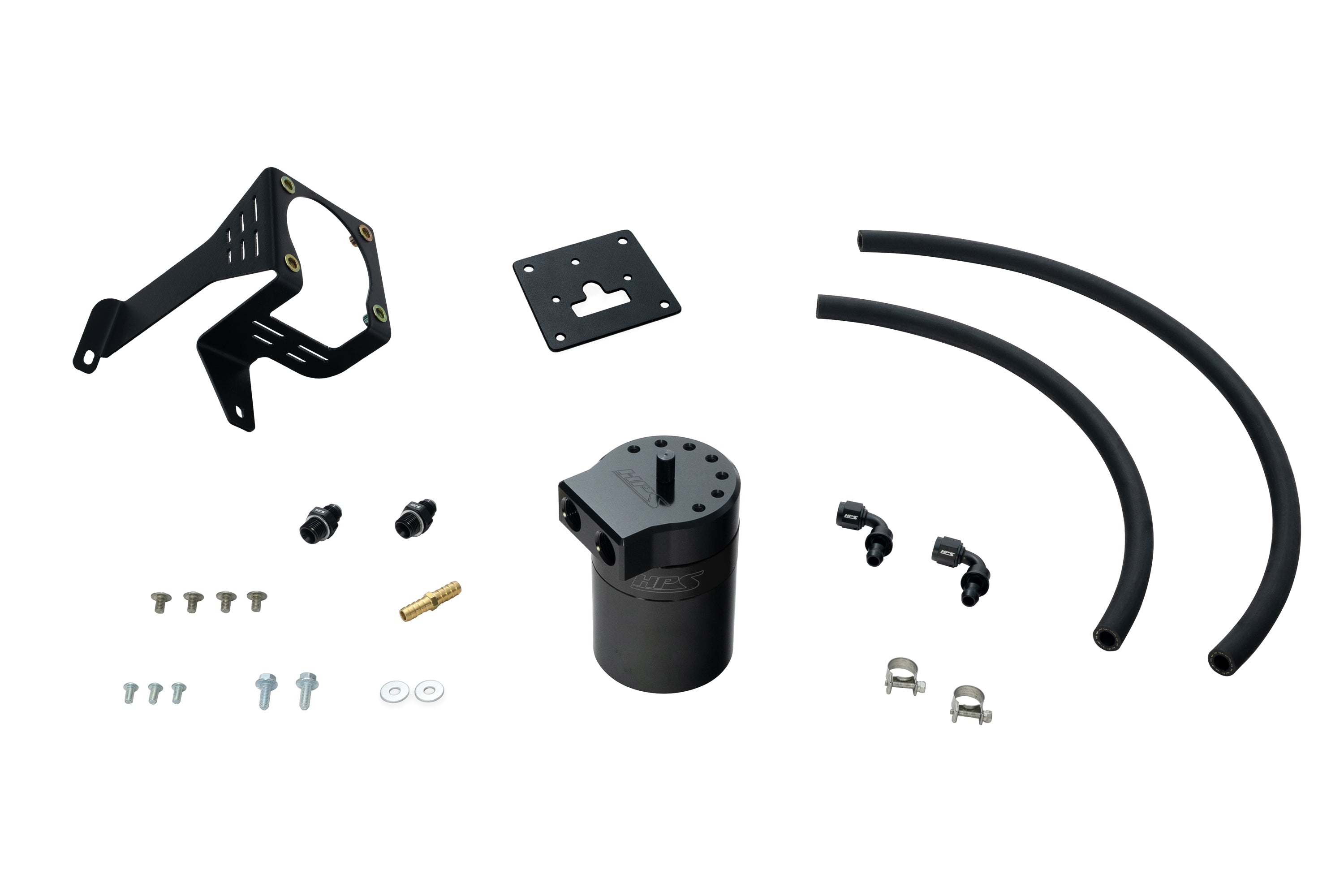 HPS Performance Black Aluminum Oil Catch Can Kit AOS 2012-2015 9th Gen Honda Civic Si 2.4L K24Z7 860-027WB