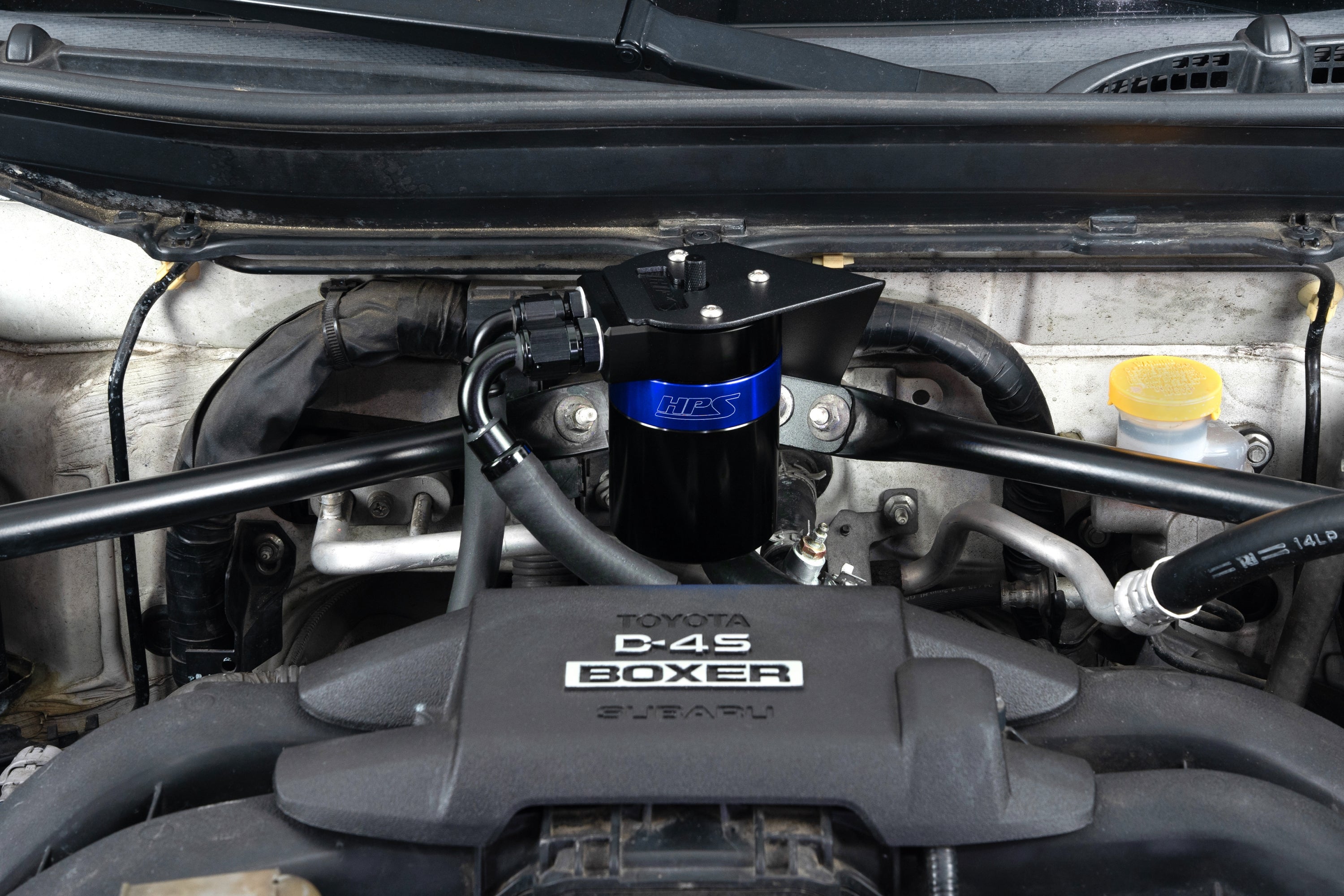 HPS Performance Blue Aluminum Oil Catch Can Kit Installed 1st Gen Toyota 86 Scion FRS ZN6 2013-2020 Subaru BRZ ZC6 2.0L FA20 860-026BL