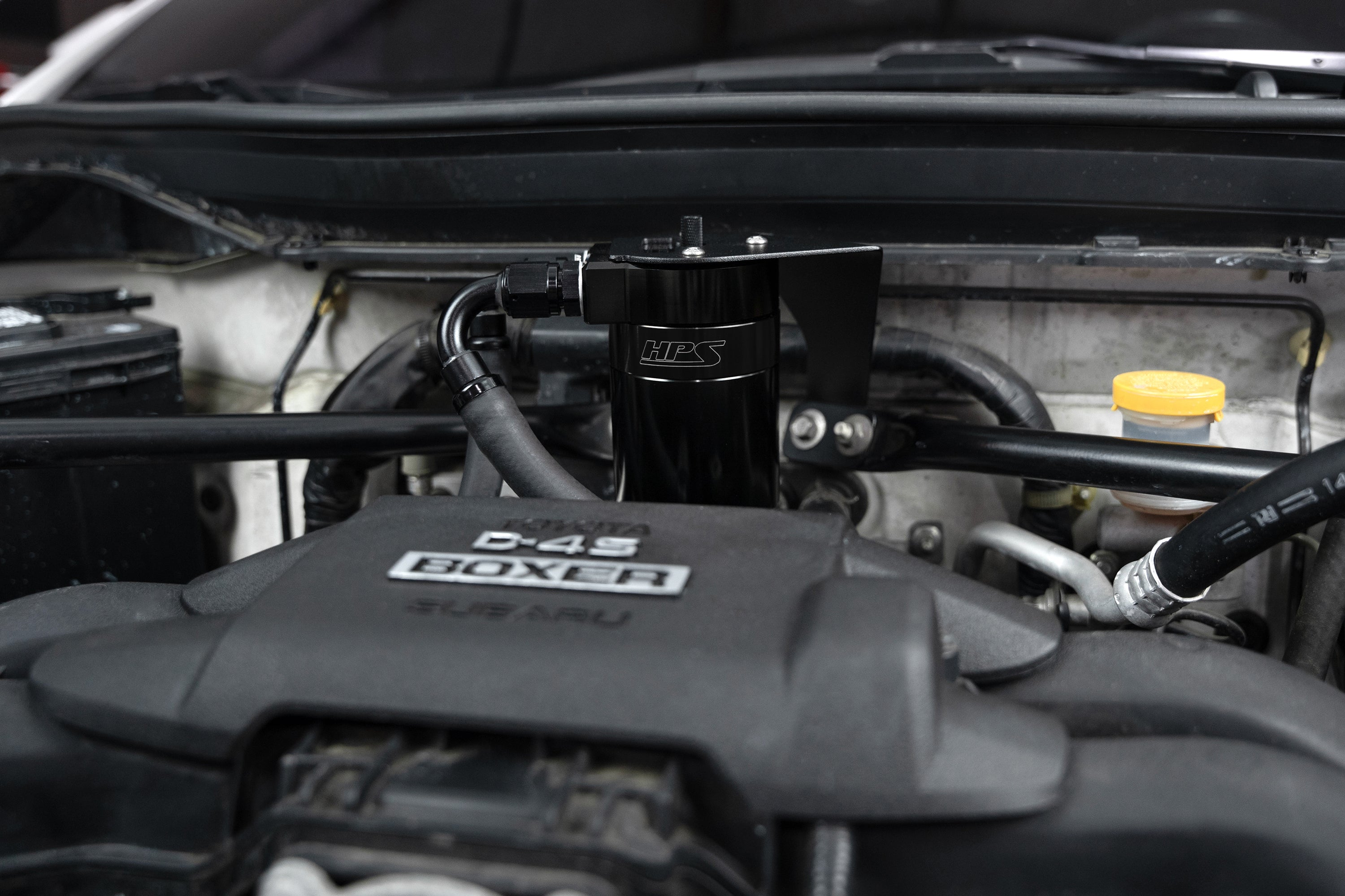 HPS Performance Black Aluminum Oil Catch Can Kit Installed 1st Gen Toyota 86 Scion FRS ZN6 2013-2020 Subaru BRZ ZC6 2.0L FA20 860-026WB