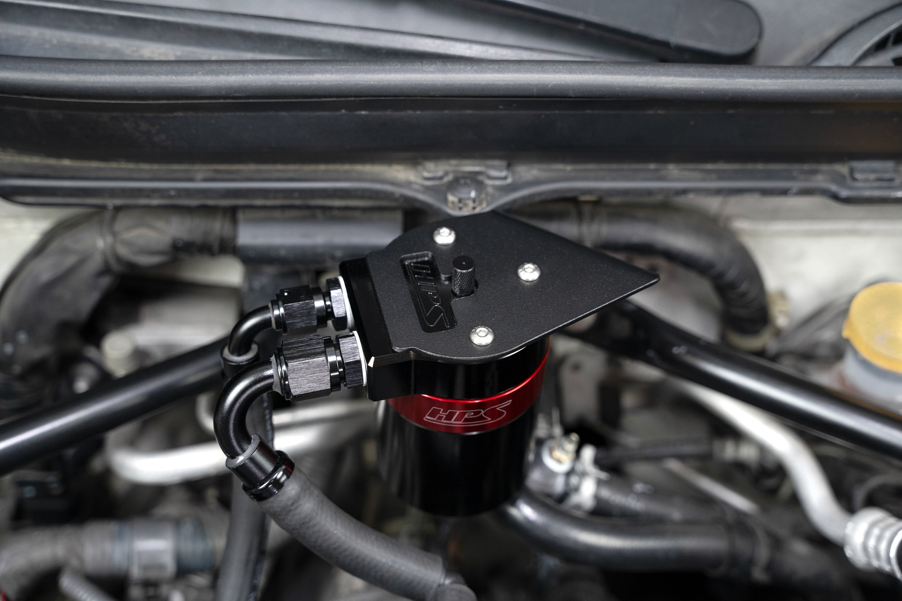 HPS Performance Red Aluminum Oil Catch Can Kit Installed 1st Gen Toyota 86 Scion FRS ZN6 2013-2020 Subaru BRZ ZC6 2.0L FA20 860-026