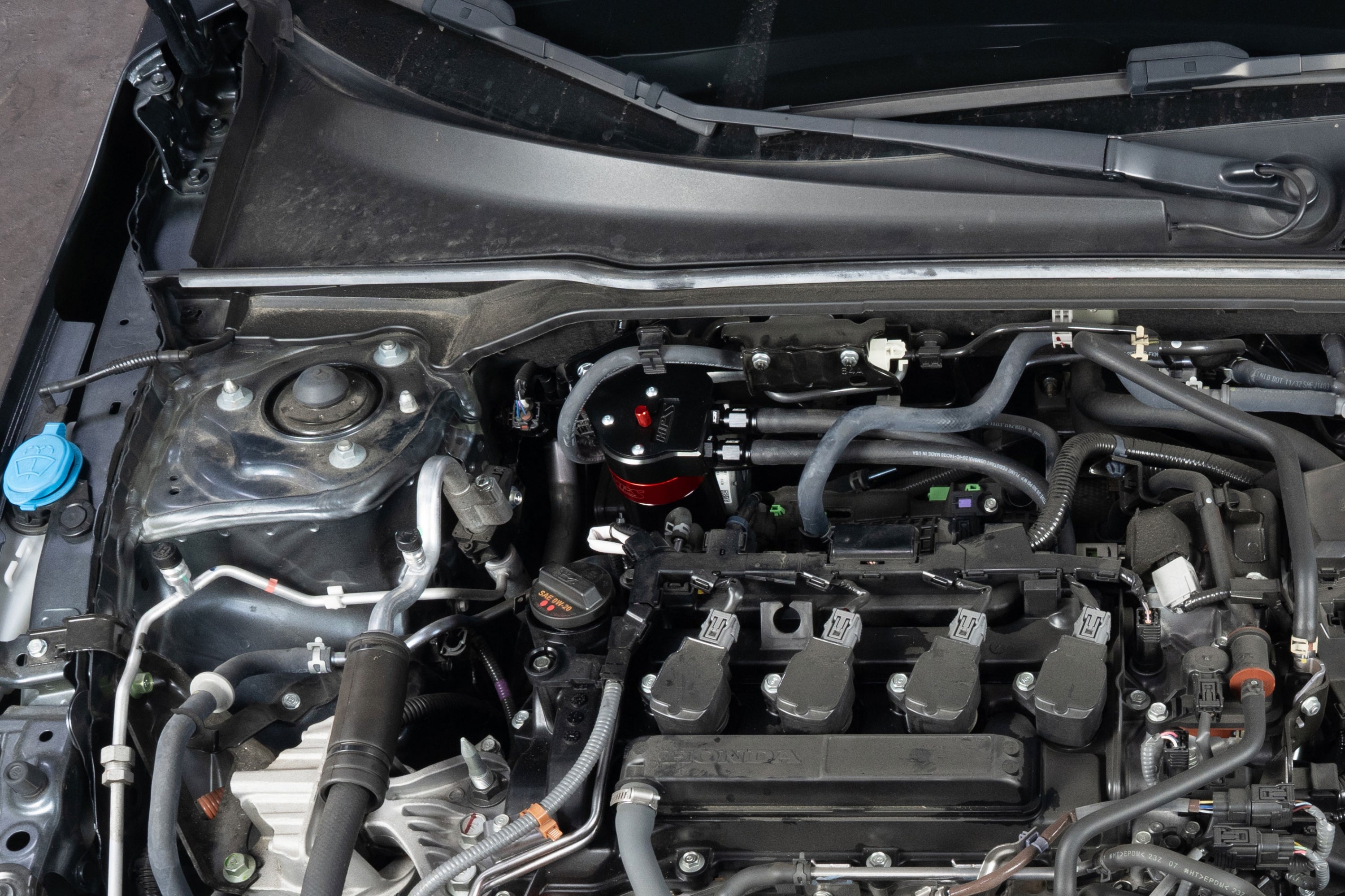HPS Performance Aluminum Oil Catch Can Kit installed 2022-2026 Acura Integra Honda Civic 1.5L Turbo 860-031