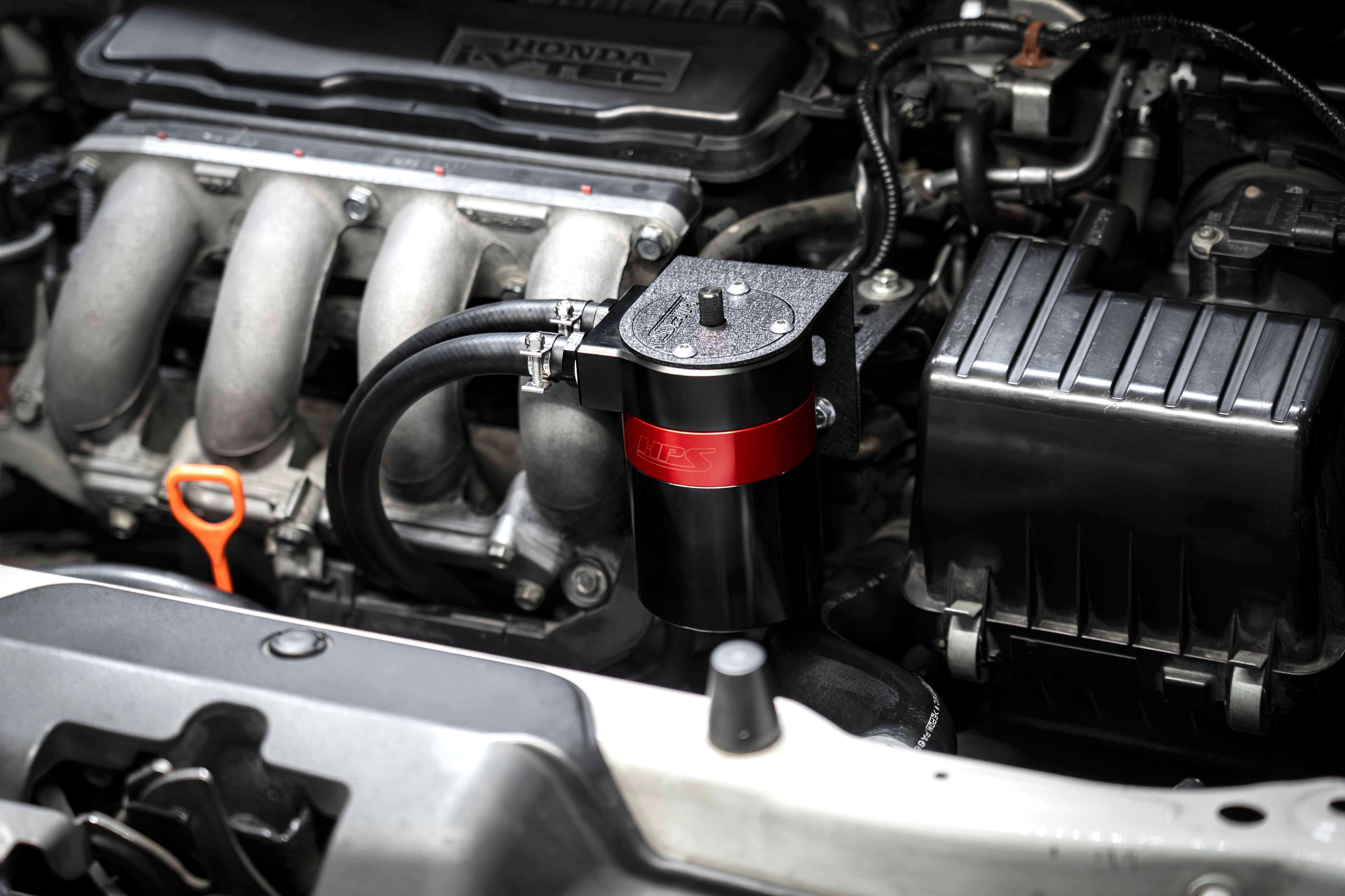 HPS Performance Aluminum Oil Catch Can Kit with Barb Adapters and Rubber Hoses