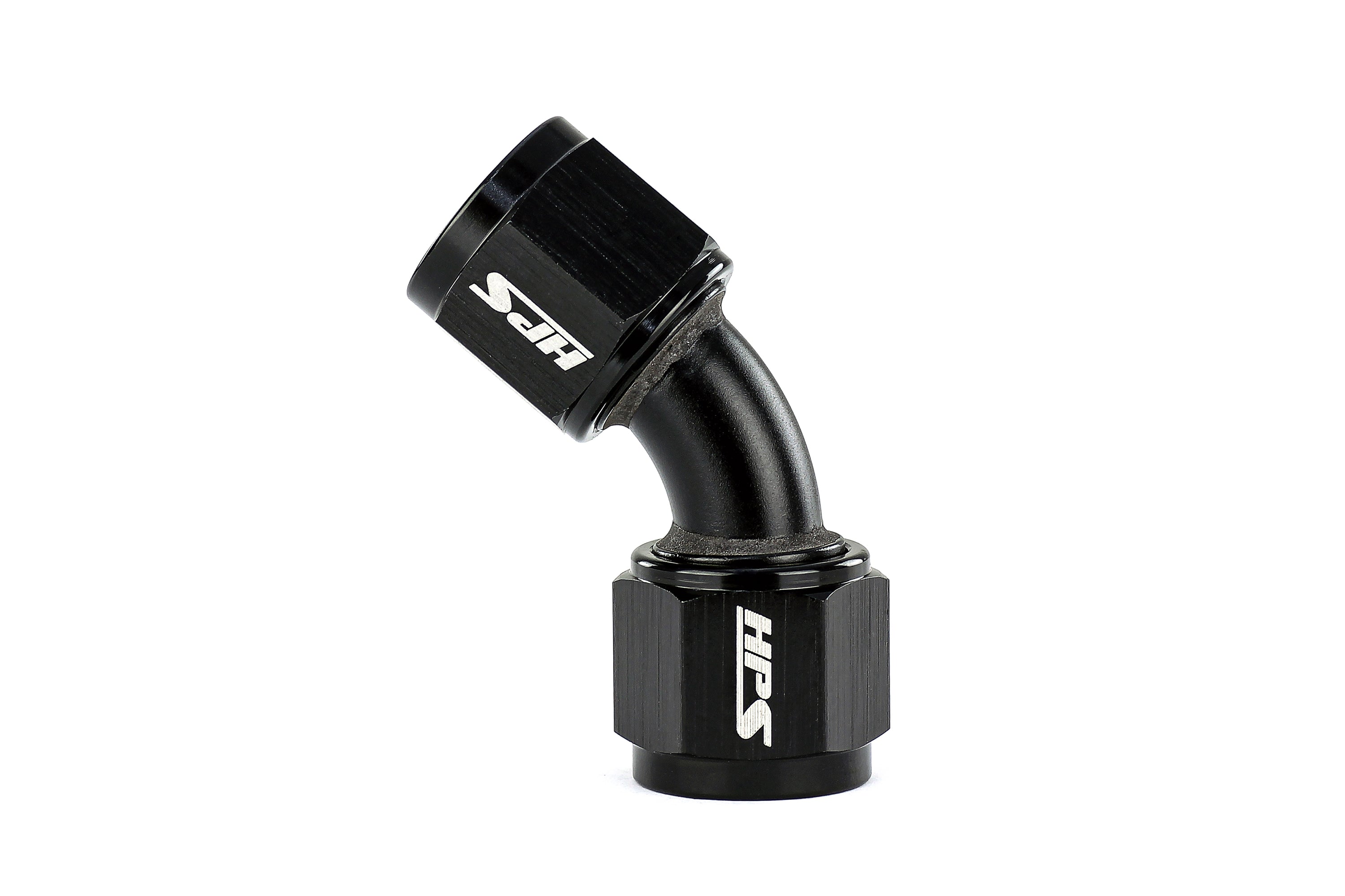 HPS Performance Black Aluminum 45 Degree AN Female to Female Swivel Coupling Adapter -3 -4 -6 -8 -10 -12