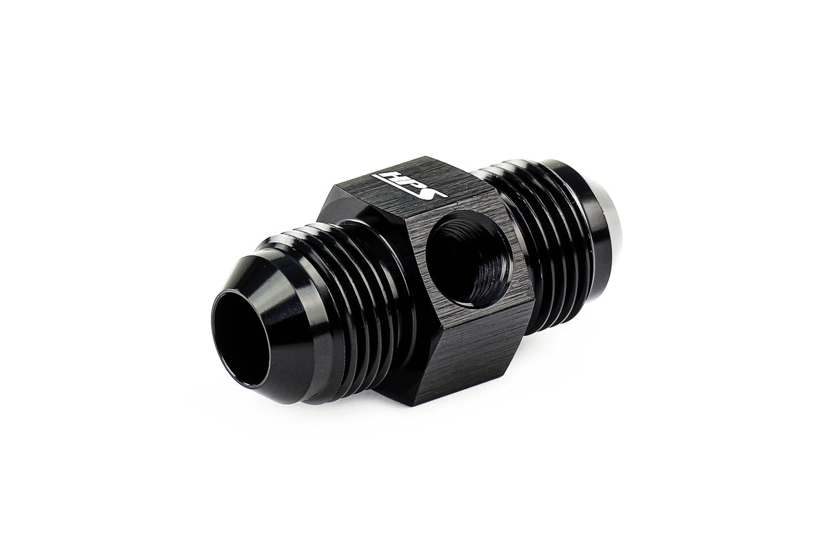 HPS Performance Black Aluminum AN Male to Male Adapter with 1/8&quot; NPT Female Port Sensor -3 -4 -6