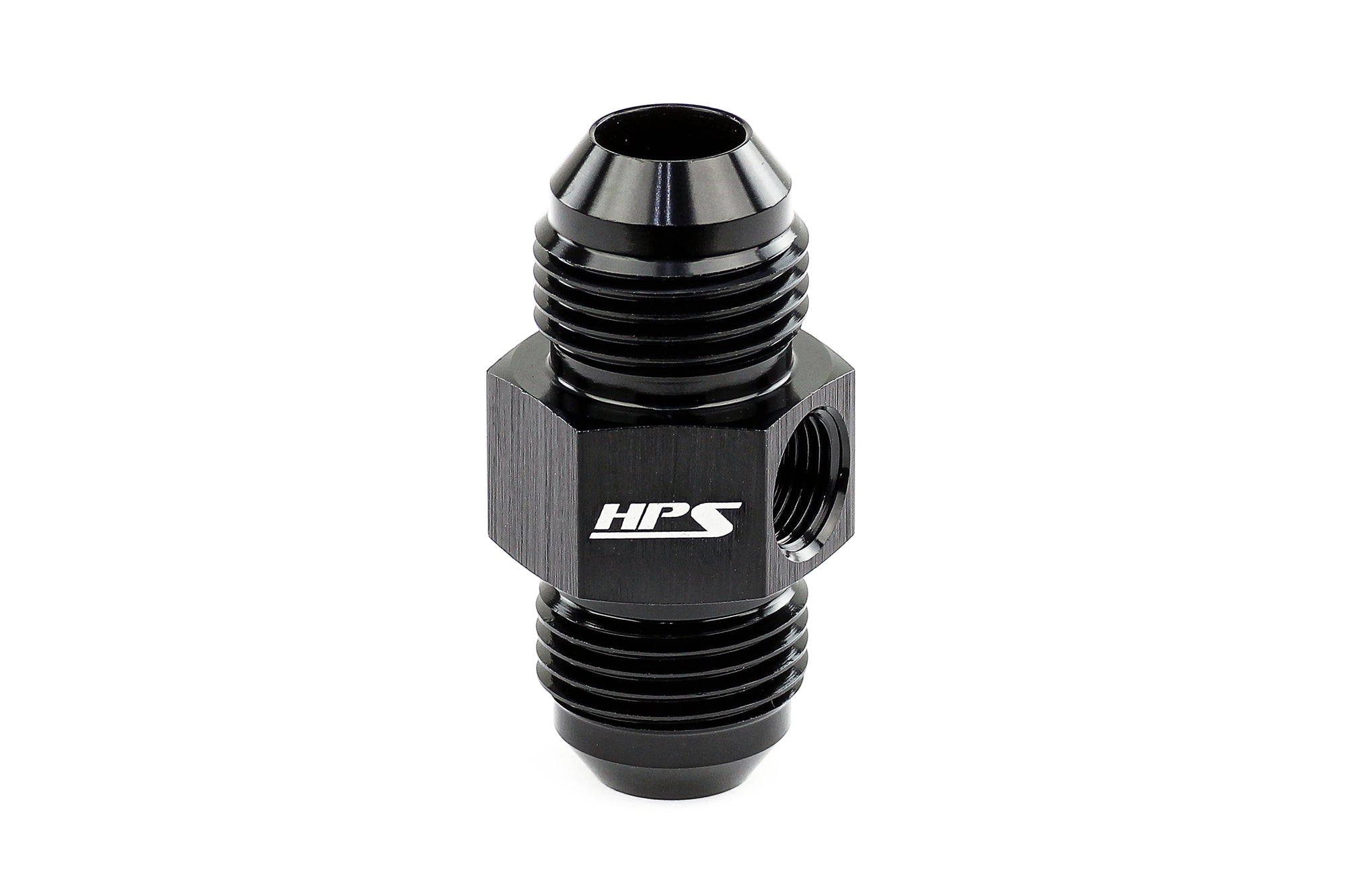 HPS Performance Black Aluminum AN Male to Male Adapter with 1/8" NPT Female Port Fuel Pressure Gauge -8 -10 -12