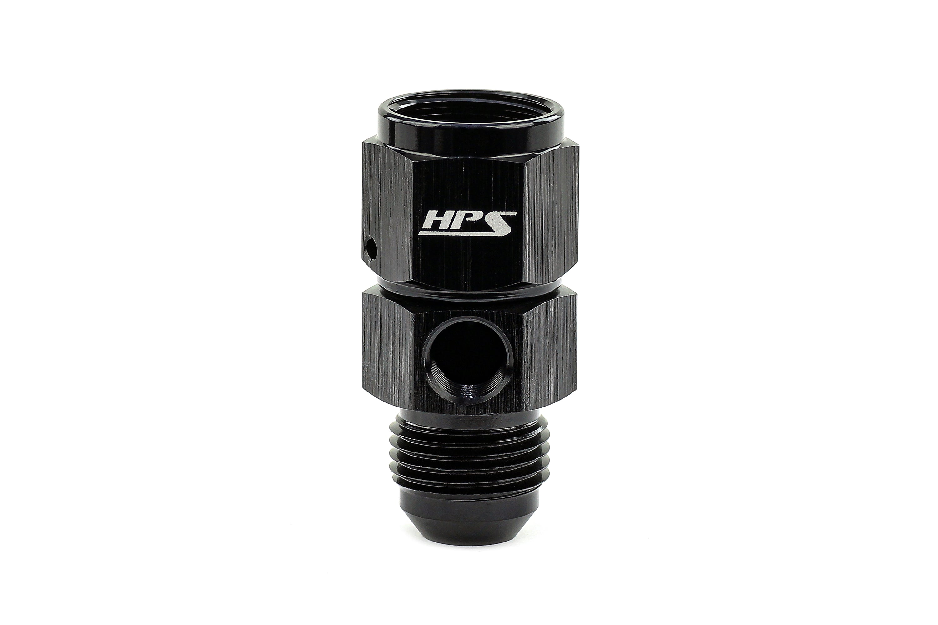 HPS Performance Black Aluminum AN Male to Female Fuel Pressure Gauge Adapter with 1/8" NPT Female Port Sensor Fuel Pressure Gauge