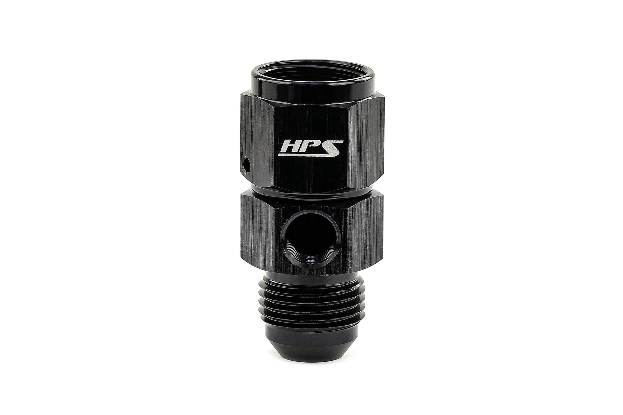 HPS Performance Black Aluminum AN Male to Female Fuel Pressure Gauge Adapter with 1/8" NPT Female Port Sensor -3 -4 -6