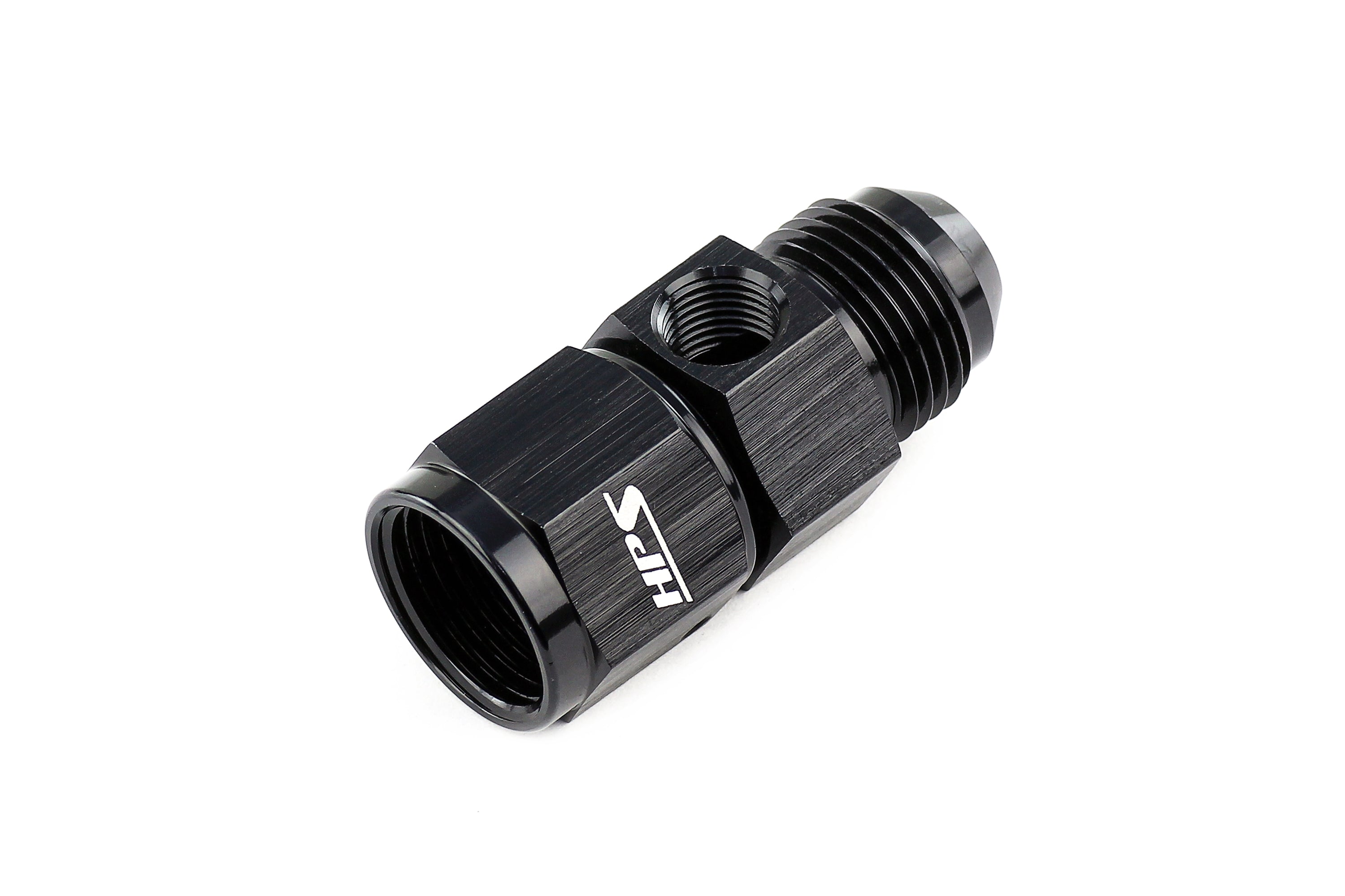 HPS Performance Black Aluminum AN Male to Female Fuel Pressure Gauge Adapter with 1/8" NPT Female Port Sensor -8 -10- 12