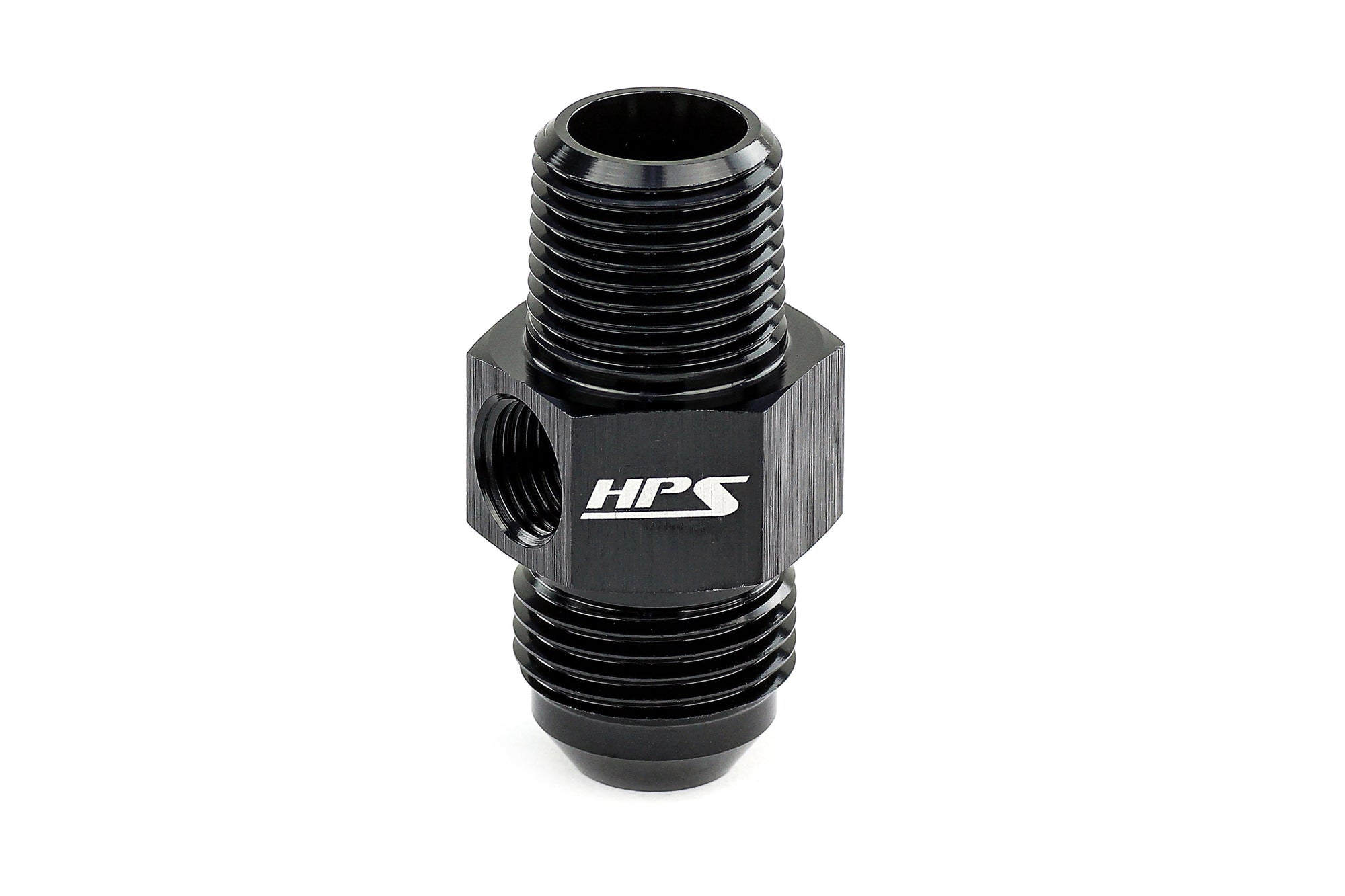 HPS Performance Black Aluminum AN Male to NPT Male Adapter with 1/8" NPT Female Port -4 -6 -8 3/8" 1/2"