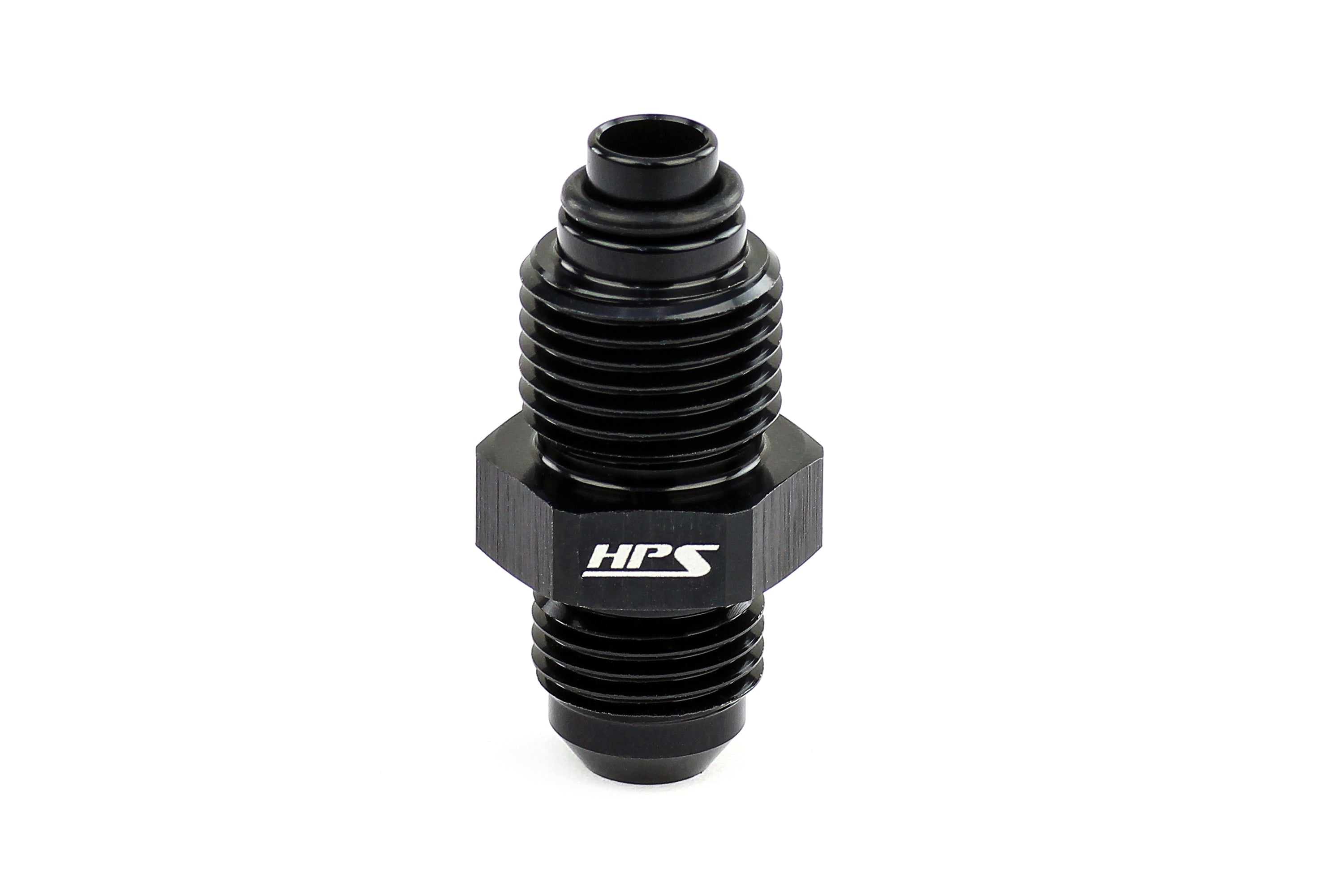 HPS Performance Aluminum AN Male to Metric Thread Male O-Ring Tip Adapter Black M18x1.5
