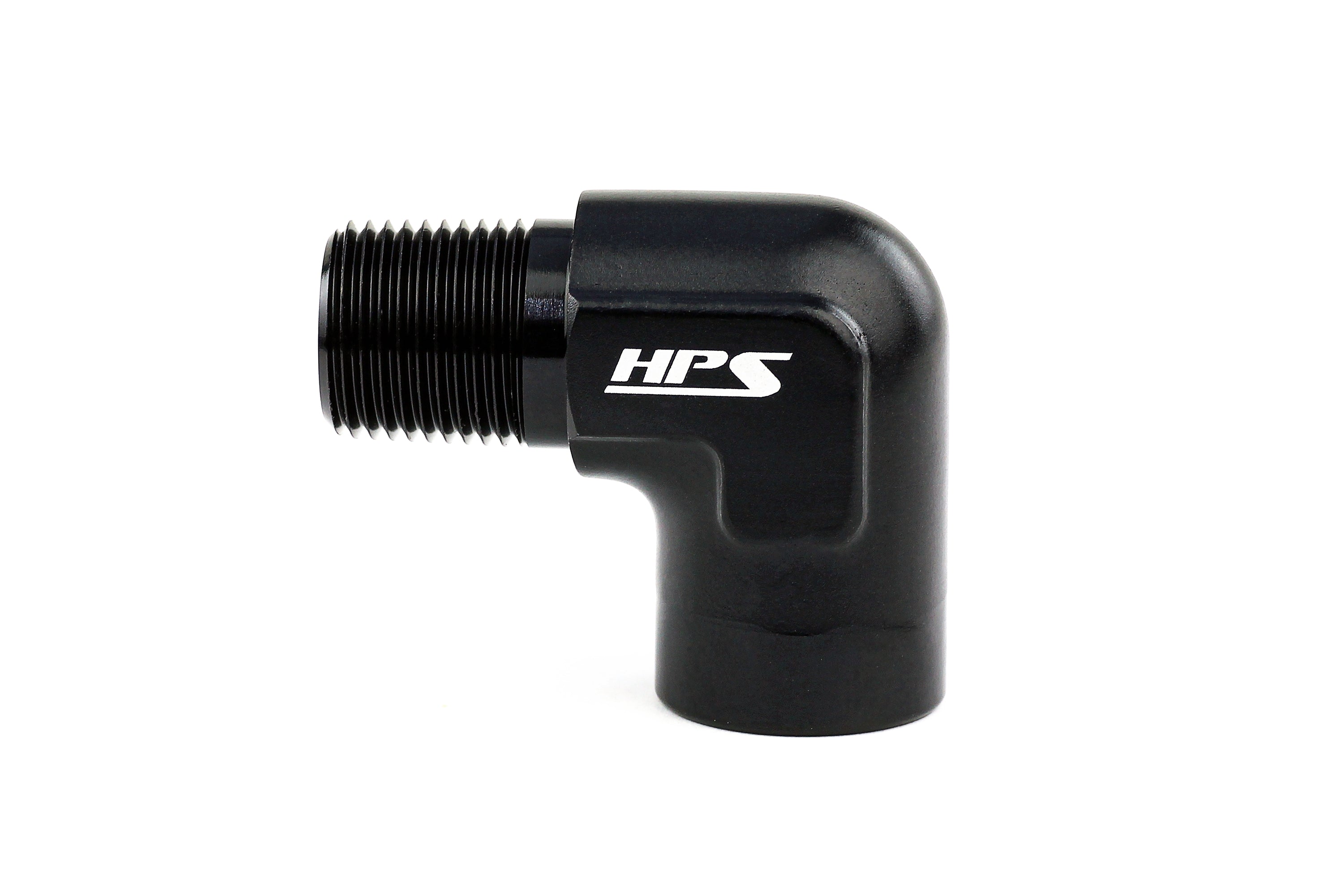 HPS Performance 90 Degree Aluminum 1/8" NPT Male To Female Adapter, Black
