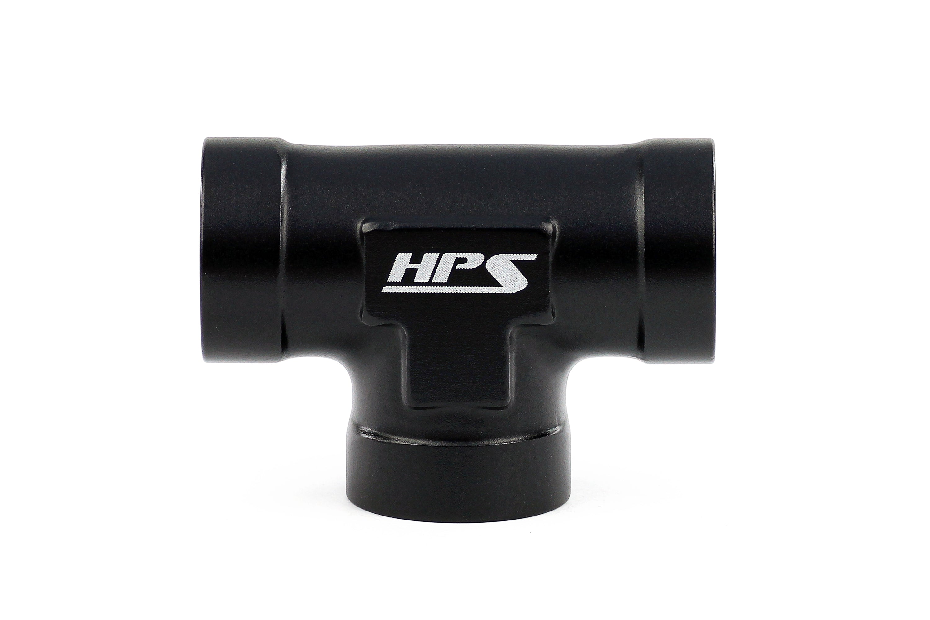 HPS Performance Aluminum 3/8" NPT Female Tee Coupler Adapter 3 Way Black 1/2"