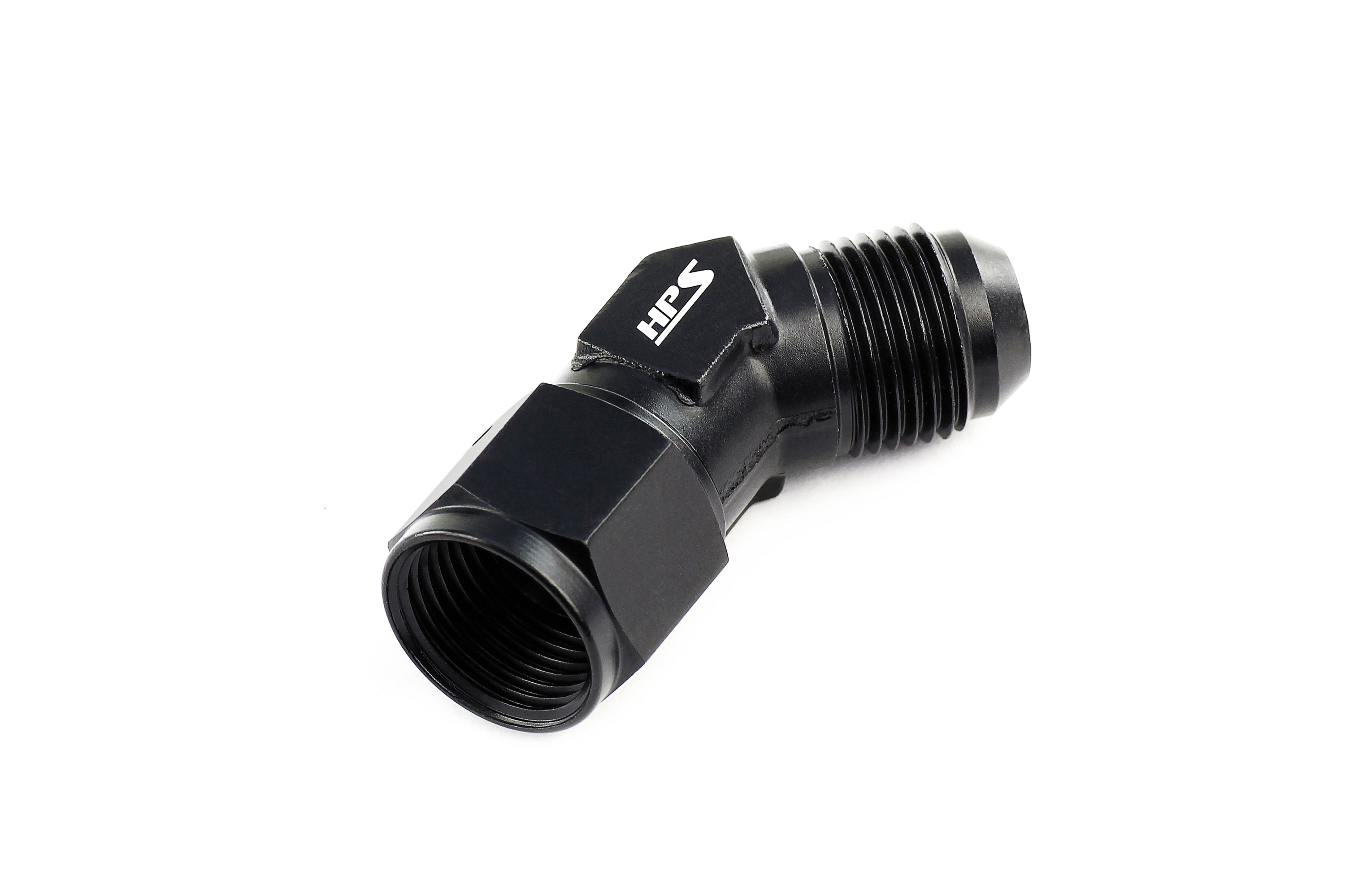 HPS Performance Black Aluminum 45 Degree AN Male to Female Swivel Adapter Coupler -8 -10