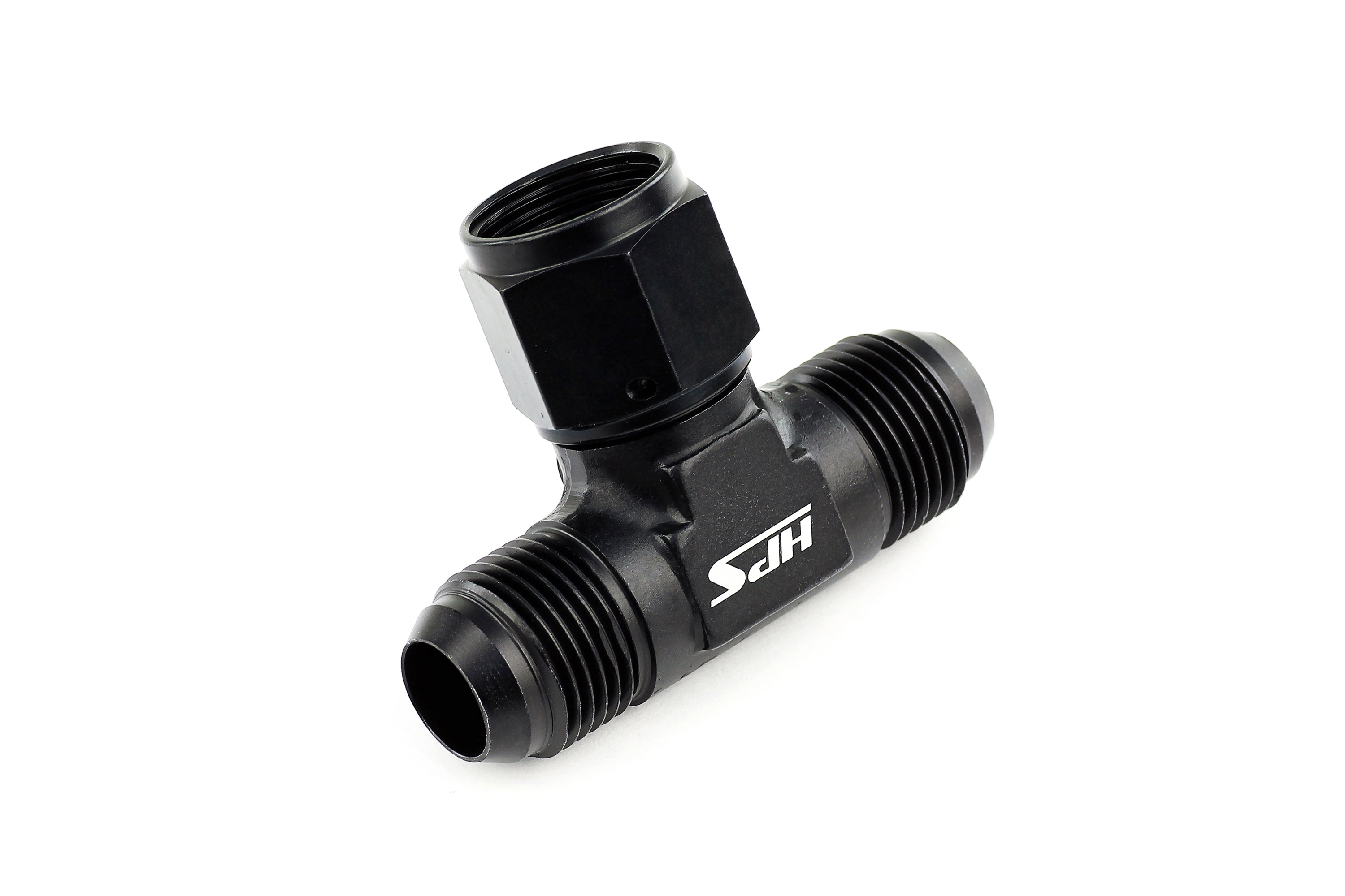 HPS Performance AN Male Tee with AN Female Swivel on Side Fitting Adapter, Aluminum, Black