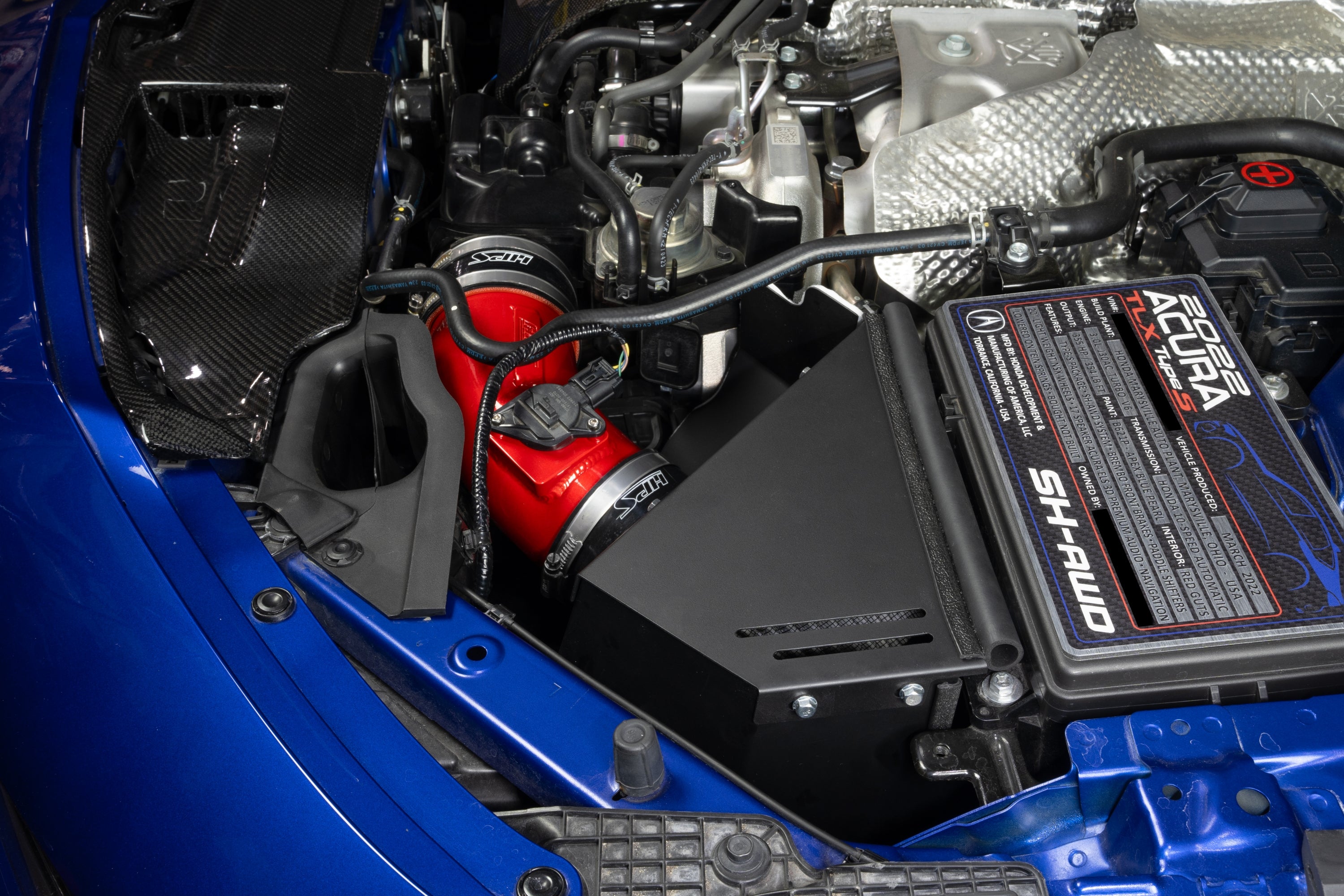 HPS Performance Cold Air Intake Kit with Heat Shield installed 2nd Gen Acura TLX Type S 3.0L Turbo 827-783P