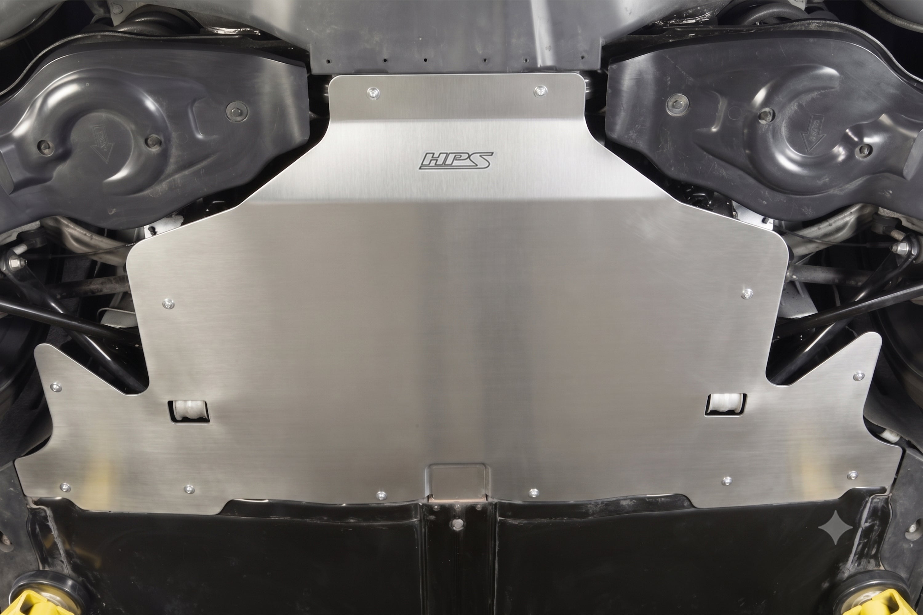 HPS Aluminum REAR Skid Plate Undertray Protection Shield installed protects battery 2020-2023 Tesla Model 3 Y SP-102