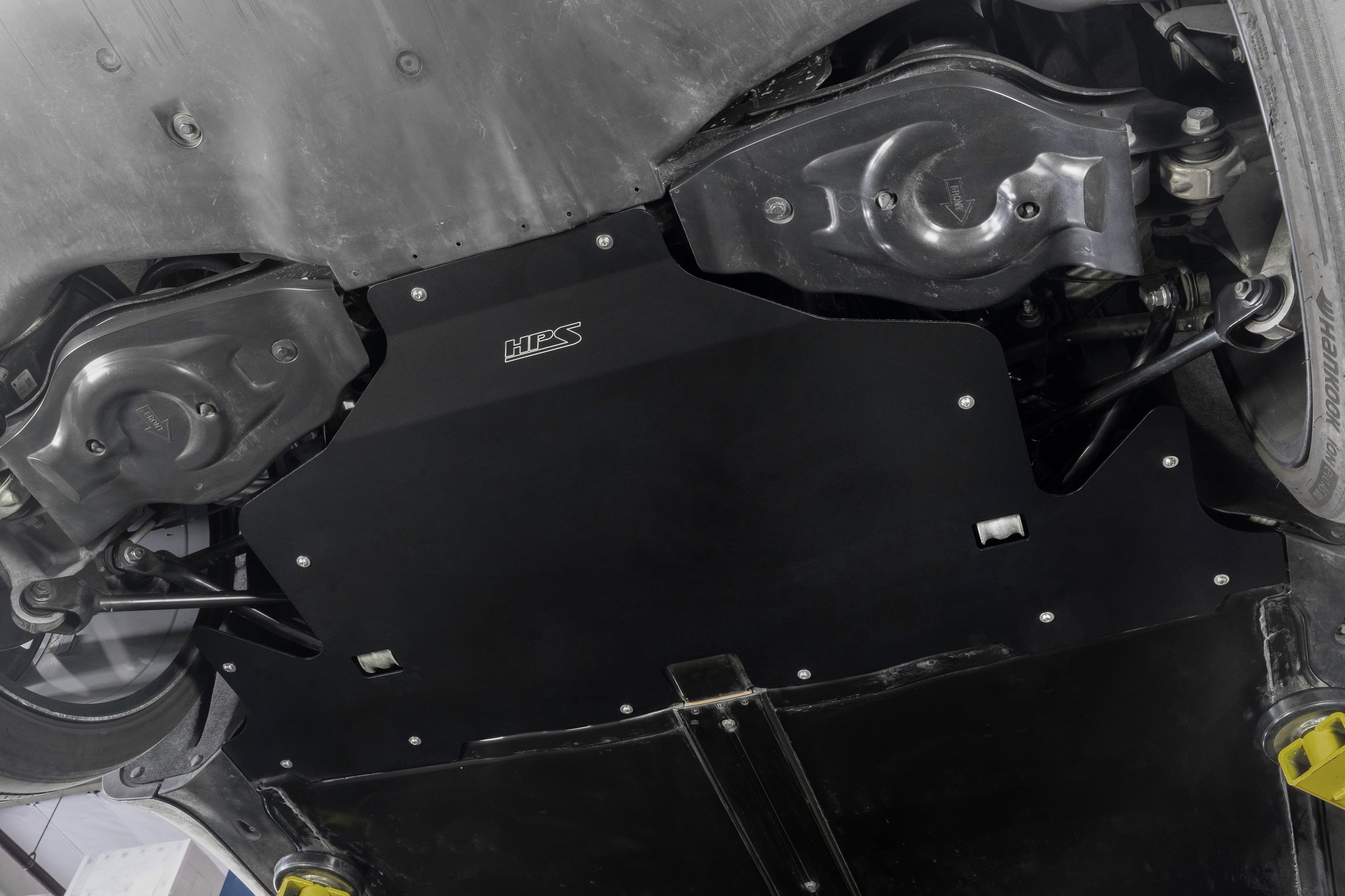 HPS Performance Black Aluminum REAR Skid Plate Undertray Protection Shield Installed 2017-2023 Tesla Model 3 Y SP-102