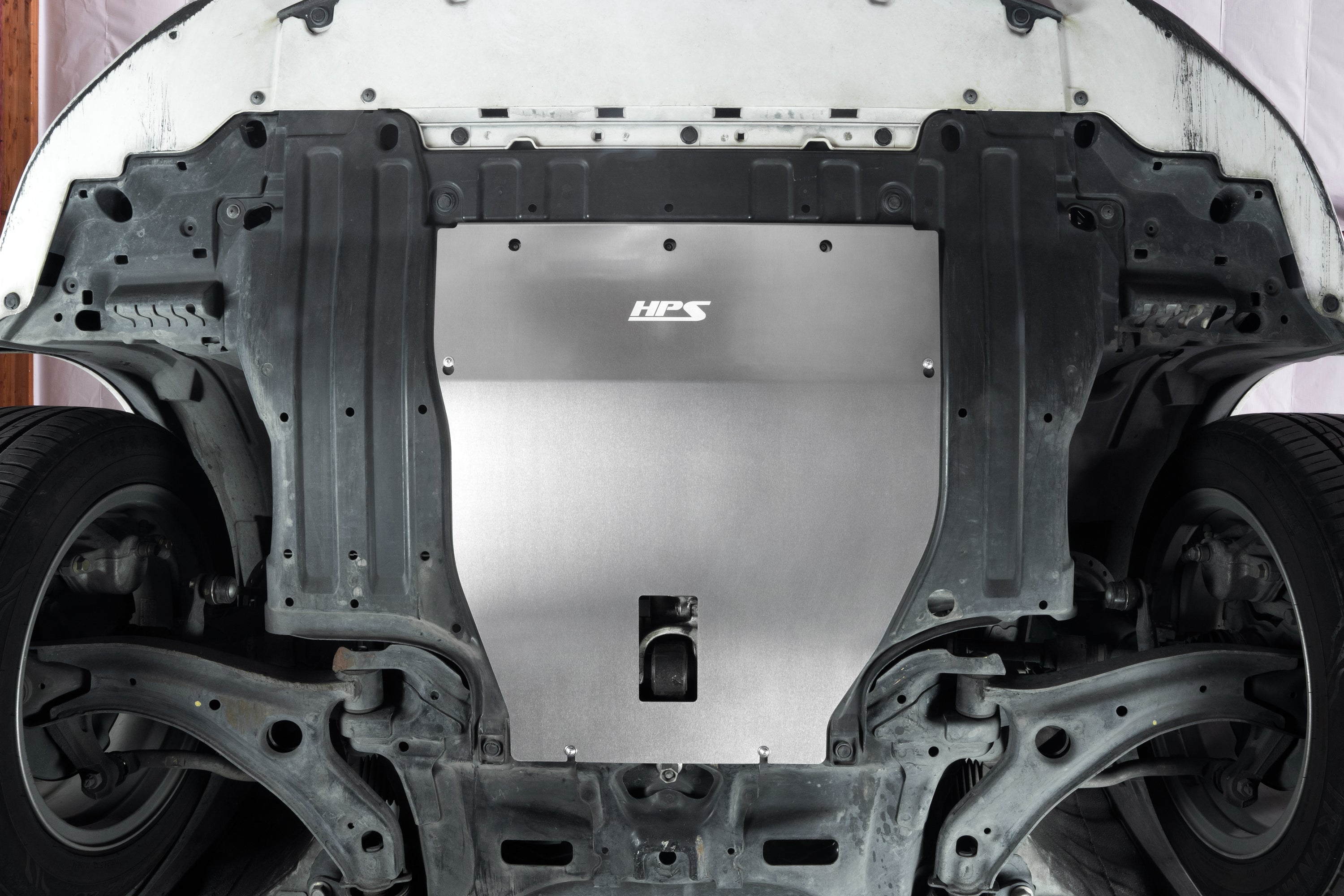 HPS Performance Aluminum Front Under Tray Skid Plate Installed 2nd Gen Honda Fit 1.5L SP-105