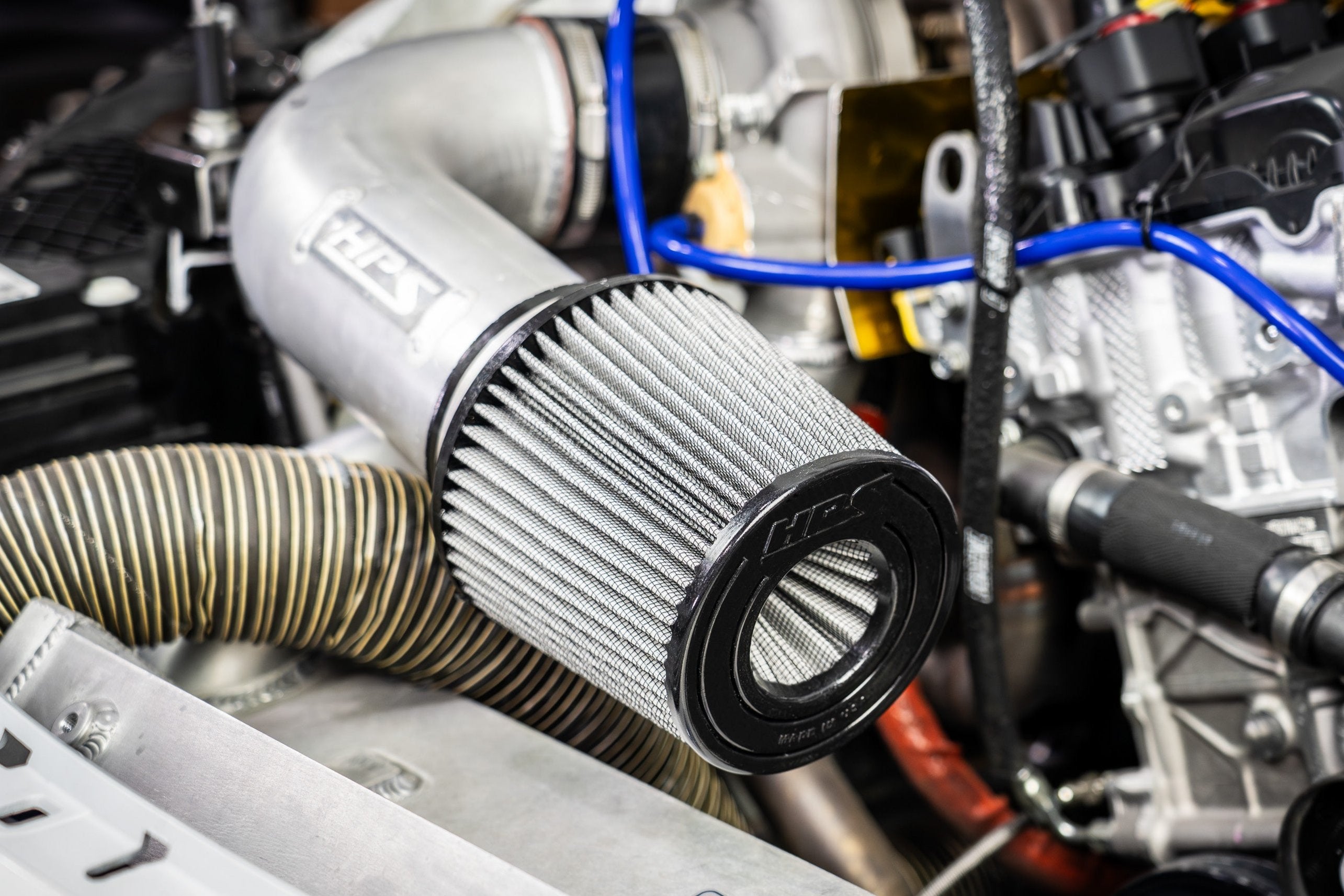 HPS Performance Open Top Dual Cone Air Filter on Ken Gushi Three`s Racing Formula Drift Toyota GR86