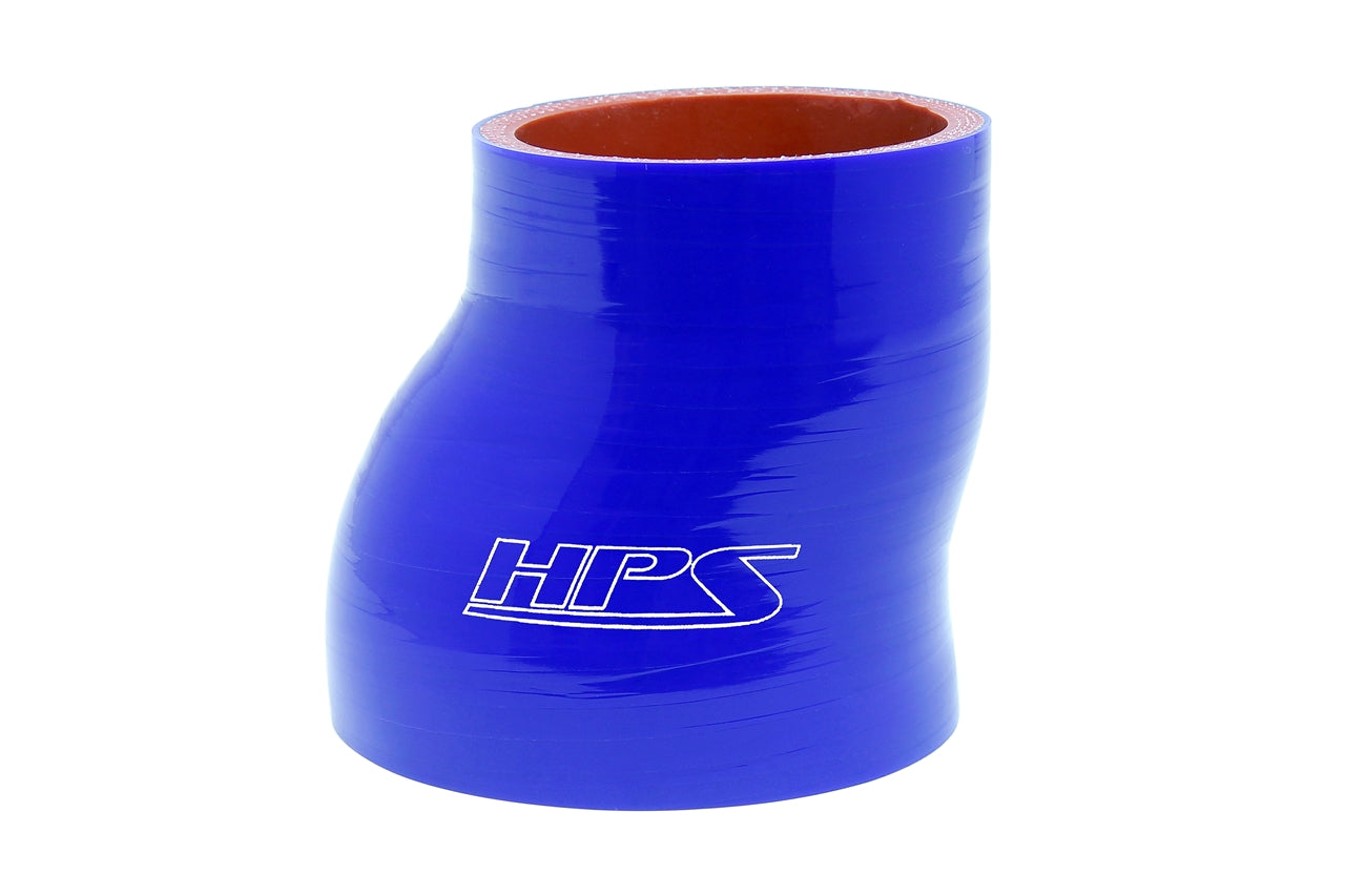 HPS 2.75 - 3.5 inch ID 4 inch Long Blue Silicone Offset Straight Reducer Coupler Hose High Temp 4-ply Reinforced 70mm 89mm HTSOR-275-350-L4-BLUE