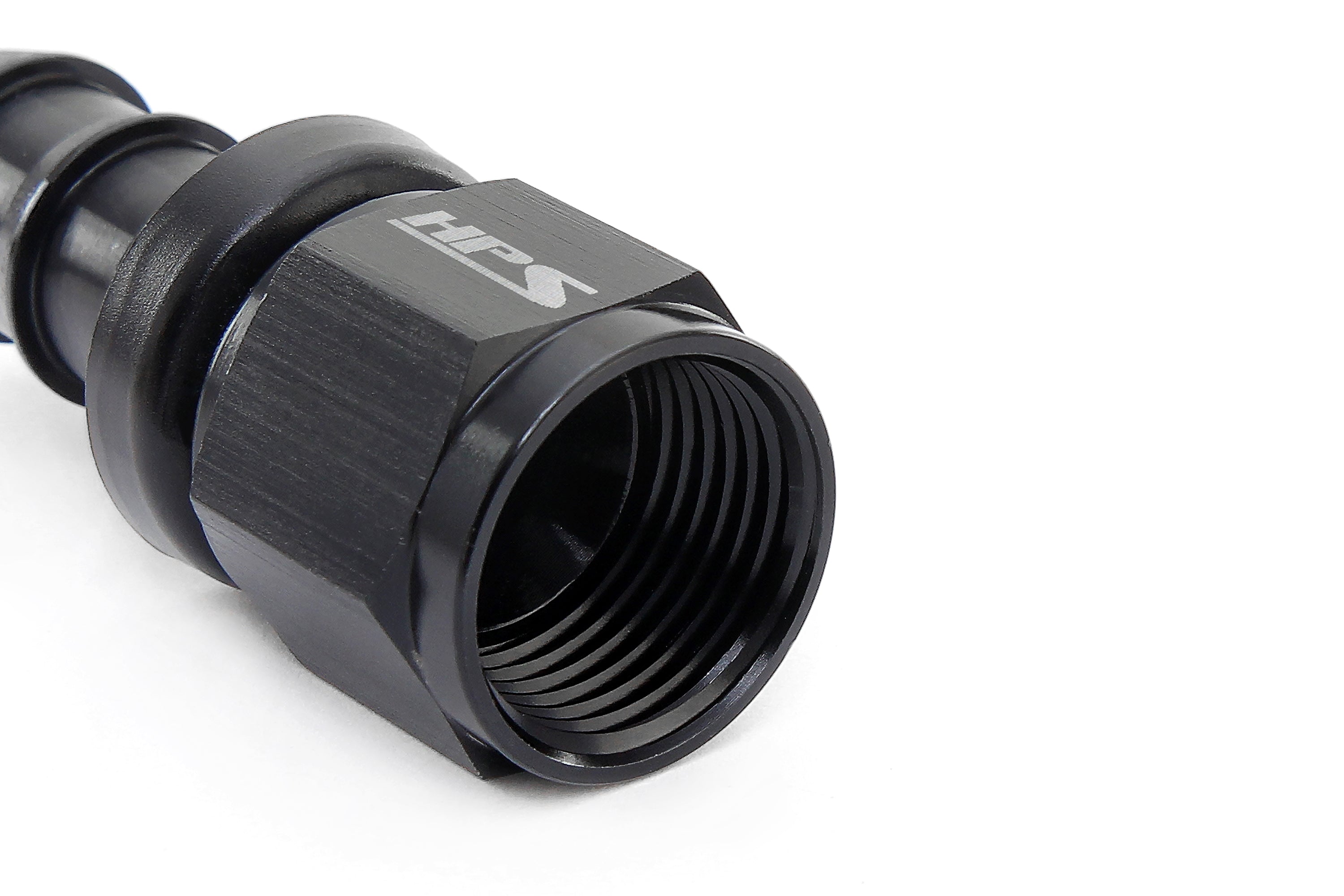 HPS Performance Push-on Hose End to AN Female, Aluminum, Black
