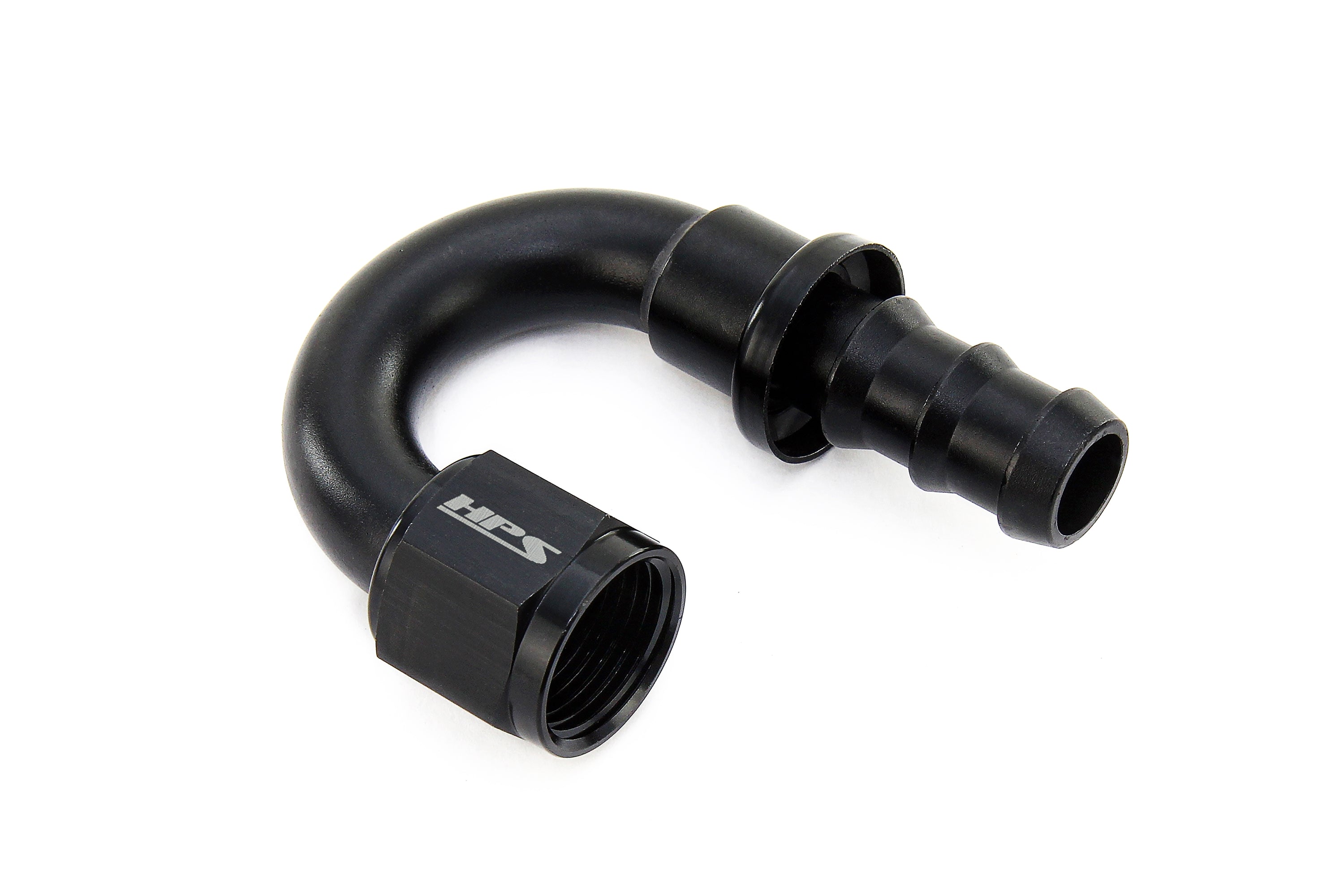 HPS Performance 180 Degree U Bend Push-on Hose End to AN Female, Aluminum, Black