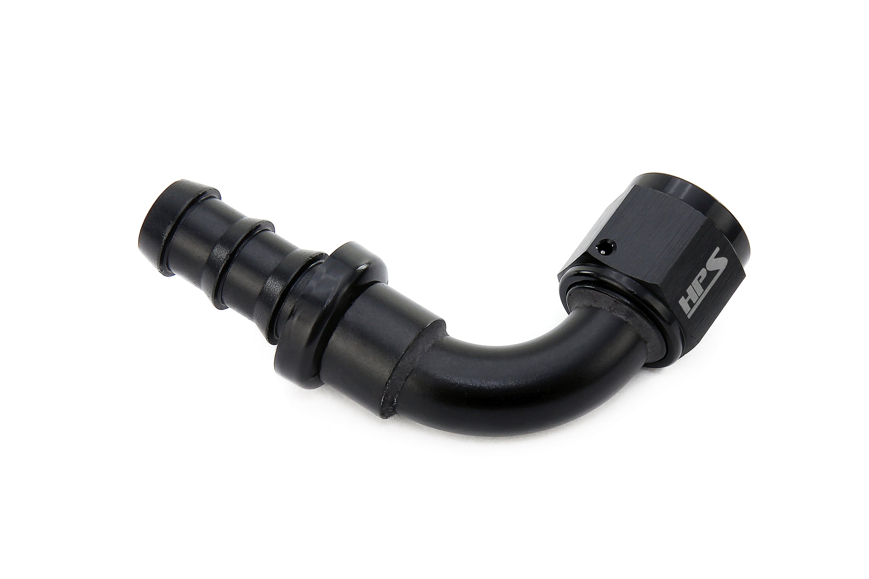 HPS Performance 90 Degree Aluminum Push-on Hose End to AN Female Black