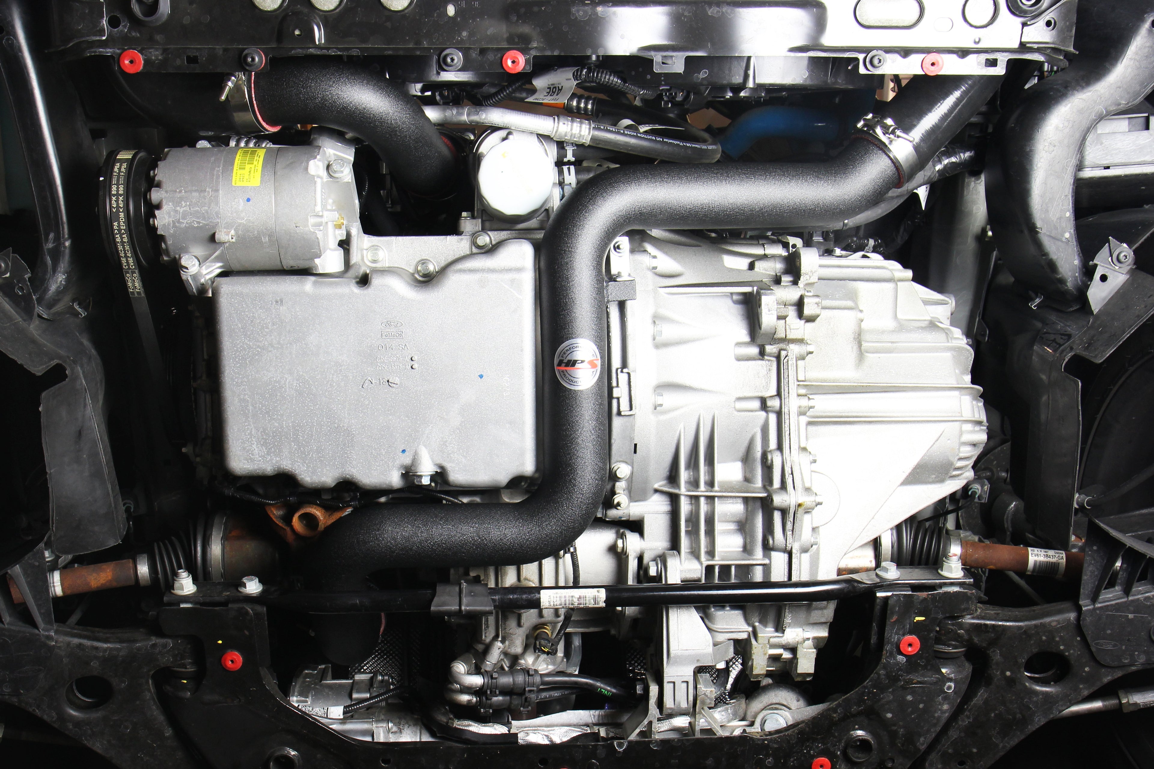 HPS Intercooler Hot Charge Pipe and Cold Side Installed 16-18 Ford Focus RS 2.3L Turbo