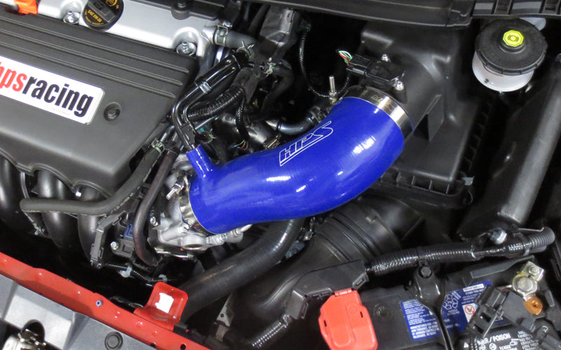 HPS Blue Reinforced Silicone Post MAF Air Intake Hose Kit Honda 12-15 Civic Si 17838-BLUE Installed