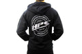 HPS Performance Products Black zip up hoodie jacket round logo gray serving the industry since 2007 mens jacket back large cotton polyester blend