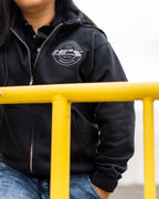 HPS Performance Products Black zip up hoodie jacket round logo gray serving the industry since 2007 unisex lightweight jacket drawstring hood small front logo pockets street apparel