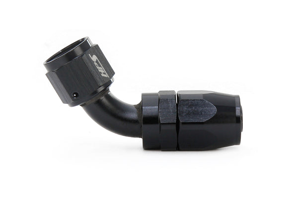 HPS Performance 150 Degree -12 Compression Double Swivel Hose End to AN Female, Aluminum, Black
