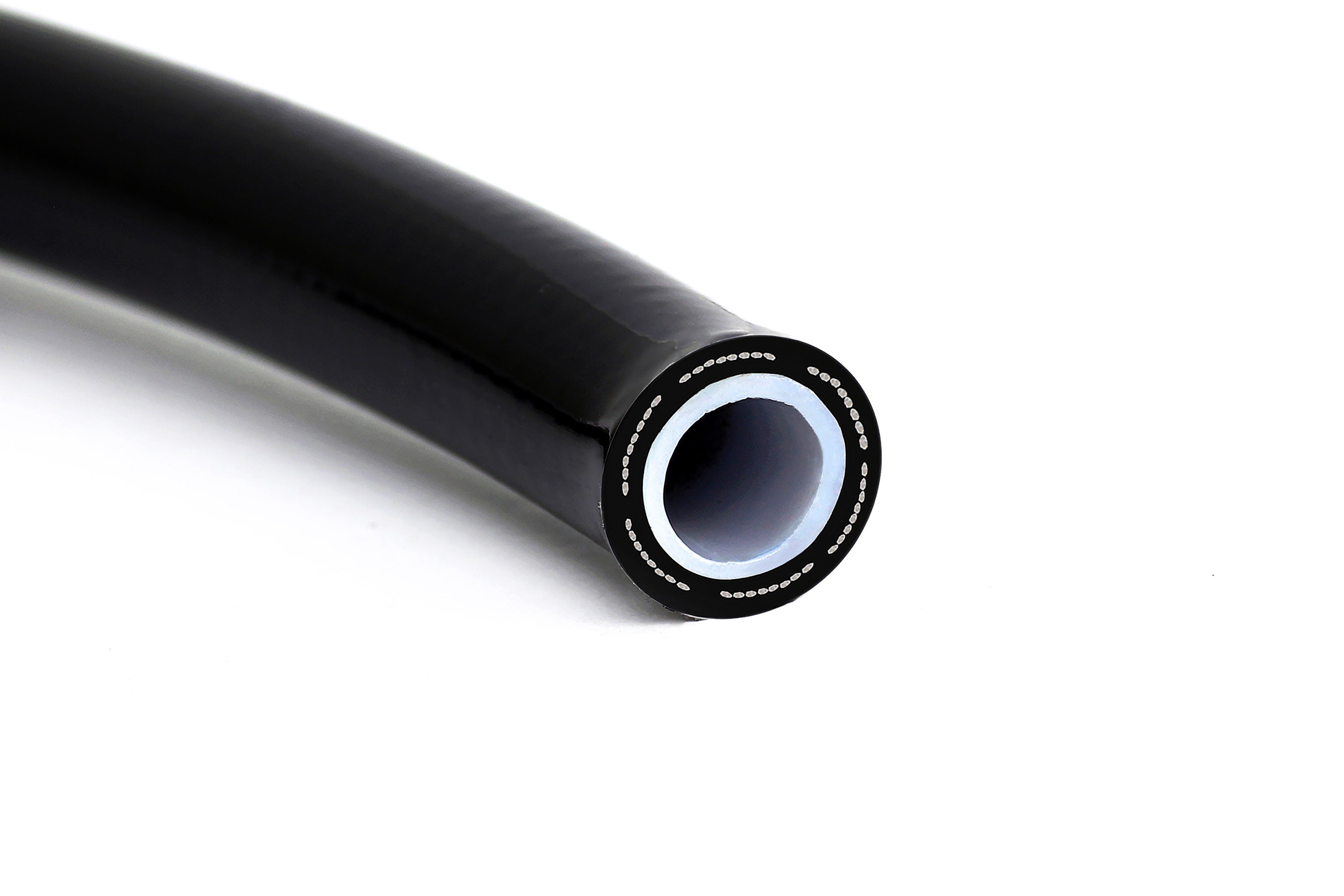 HPS Performance PTFE Stainless Steel Braided Hose Fuel Line Oil Rubber Black -8 / Black PVC
