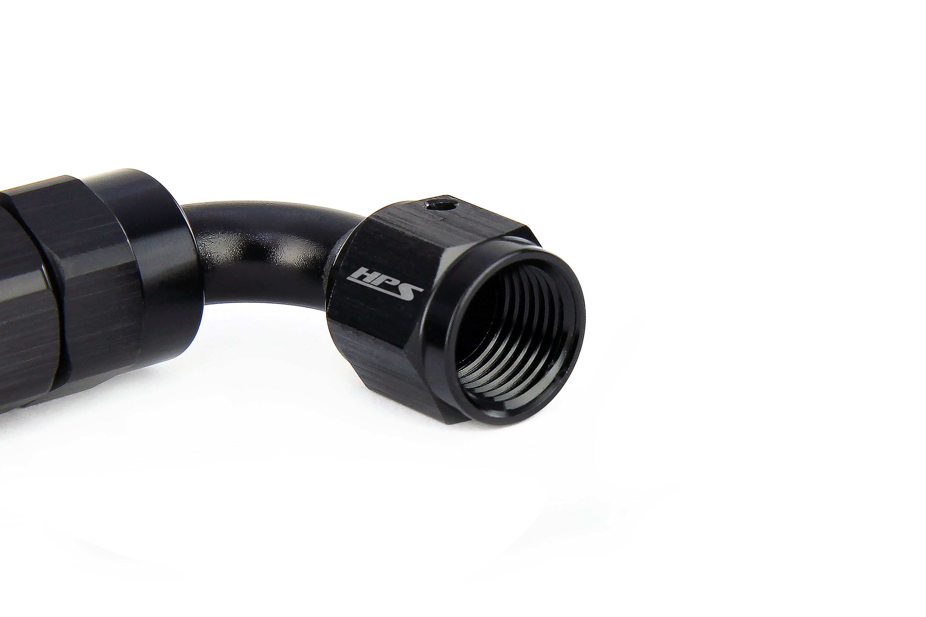 HPS Performance Compression Teflon Hose End to AN Female for Stainless Steel Reinforced PTFE Hose, Aluminum, Black