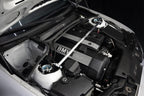 HPS front strut bar polished aluminum 42103 42-103 BMW e46 325 330 installed engine bay m54