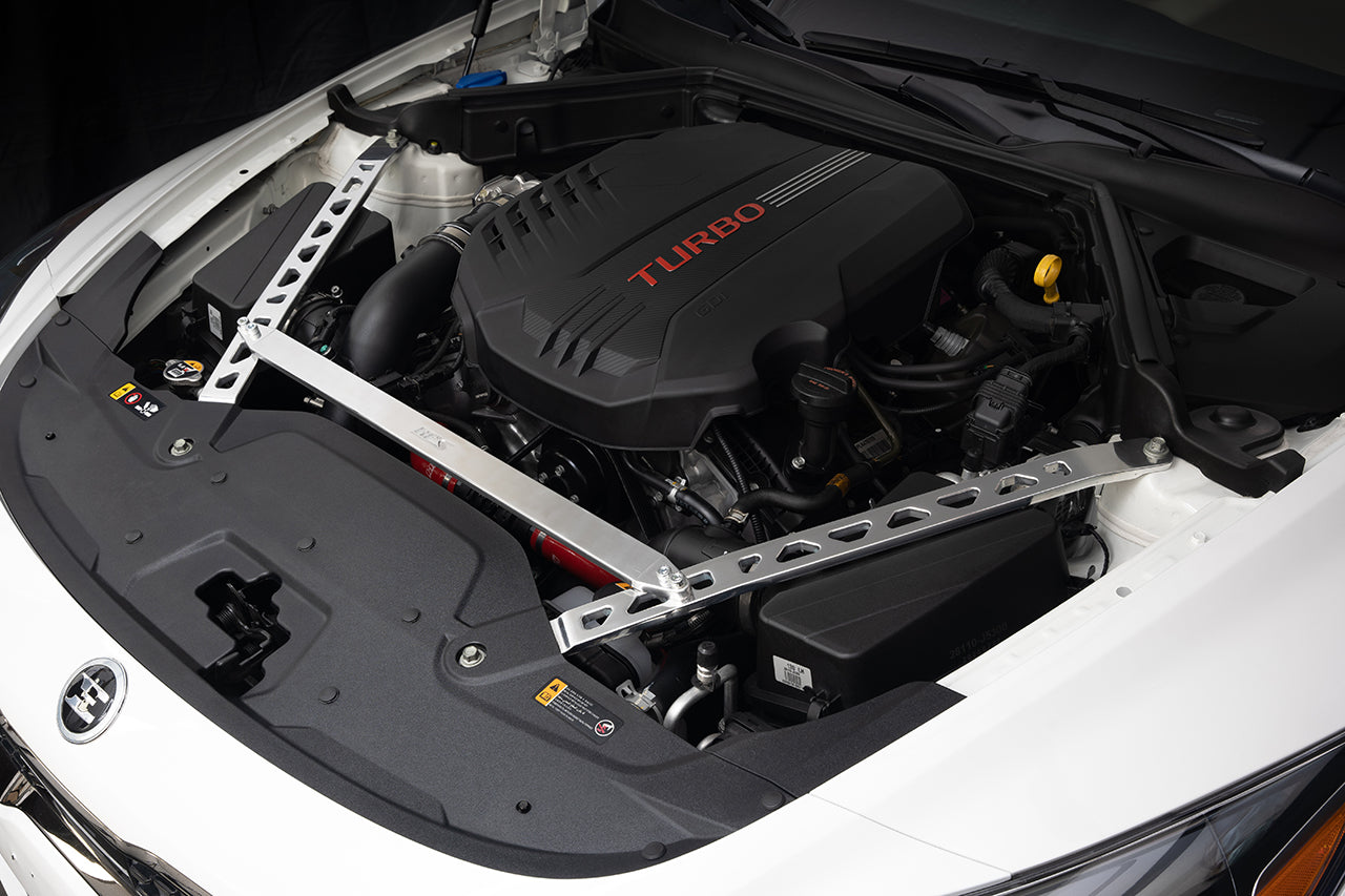 HPS Performance Front Strut Bar 18-22 Kia Stinger GT Turbo 42-105P 3.3L V6  Lambda ii Polished