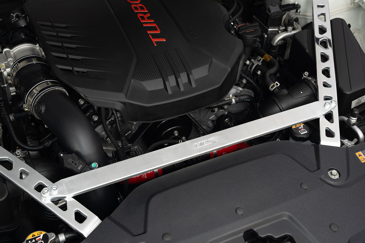HPS Performance Front Strut Bar 18-22 Kia Stinger GT Turbo 42-105P 3.3L V6  Lambda ii Polished