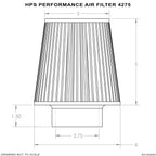 HPS Performance 2.75" Air Filter, 7.75" Length, 6" Base, 5" Top, HPS-4275