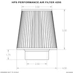 HPS Performance 2.5" Air Filter, 7.25" Length, 4.5" Base, 3.5" Top, HPS-4295