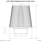 HPS Performance 2.75" Air Filter, 7.5" Length, 4.75" Base, 3.5" Top, HPS-4296