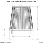 HPS Performance 6" Air Filter, 9" Length, 7.5" Base, 5" Top, HPS-4304