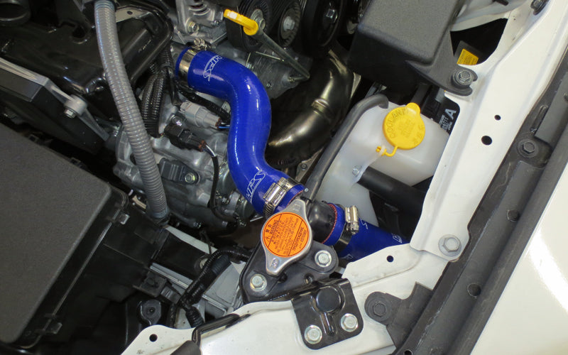 HPS Blue Reinforced Silicone Radiator Hose Kit Coolant Subaru 13-16 BRZ 57-1226-BLUE Installed