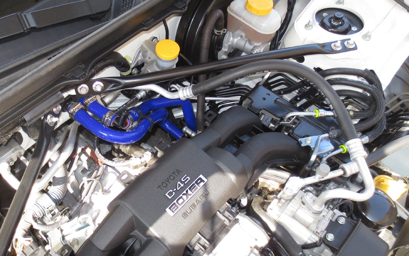 HPS Blue Reinforced Silicone Heater Hose Kit Subaru 13-16 BRZ 57-1282-BLUE Installed