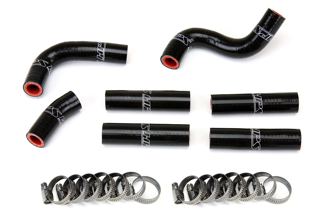 HPS Black Reinforced Silicone Complete Pesky Heater Hose Kit 1FZ-FE Toyota 92-97 Land Cruiser FJ80 4.5L I6 without rear heater 57-1344-BLK