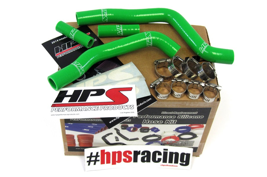 HPS Green Reinforced Silicone Radiator Hose Kit Kawasaki 03-08 KX125 2 Stroke 57-1365-GRN