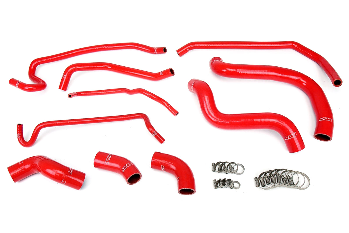 HPS Red Reinforced Silicone Radiator and Heater Hose Kit Coolant Ford 11-14 Mustang GT 5.0L V8 &amp; Boss 302 57-1429-RED