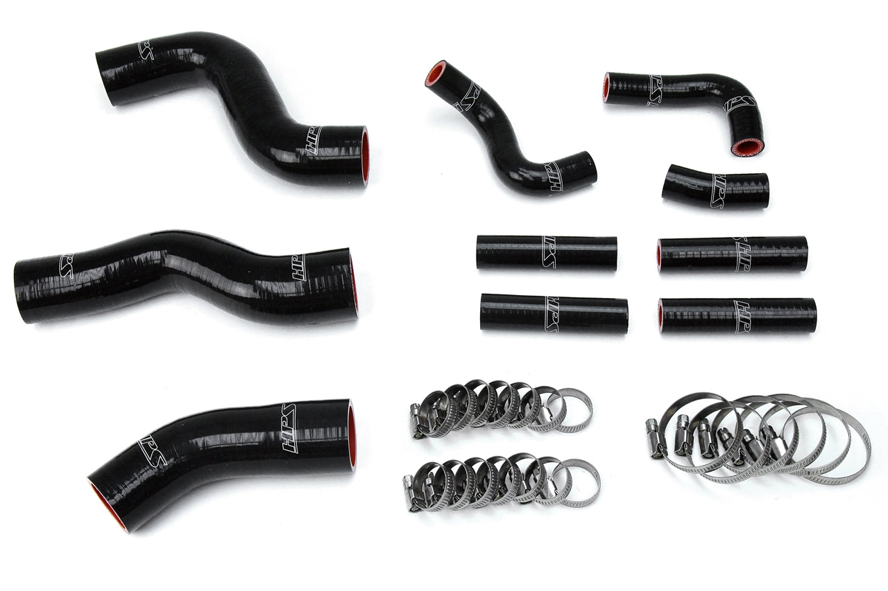 HPS Black Reinforced Silicone Radiator + Pesky Heater Hose Kit 1FZ-FE Lexus 96-97 LX450 FJ80 4.5L I6 without rear heater 57-1441-BLK